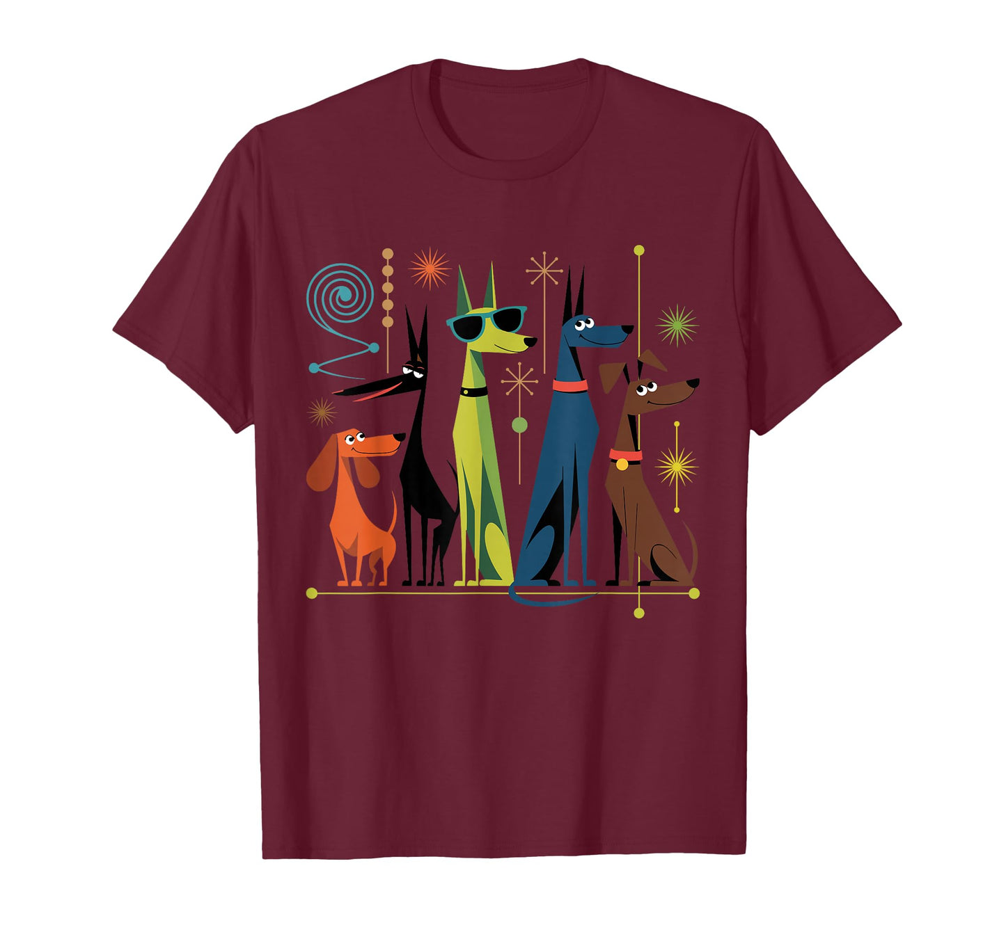 Retro Mid-Century Modern Dogs 50s 60s Style T-Shirt