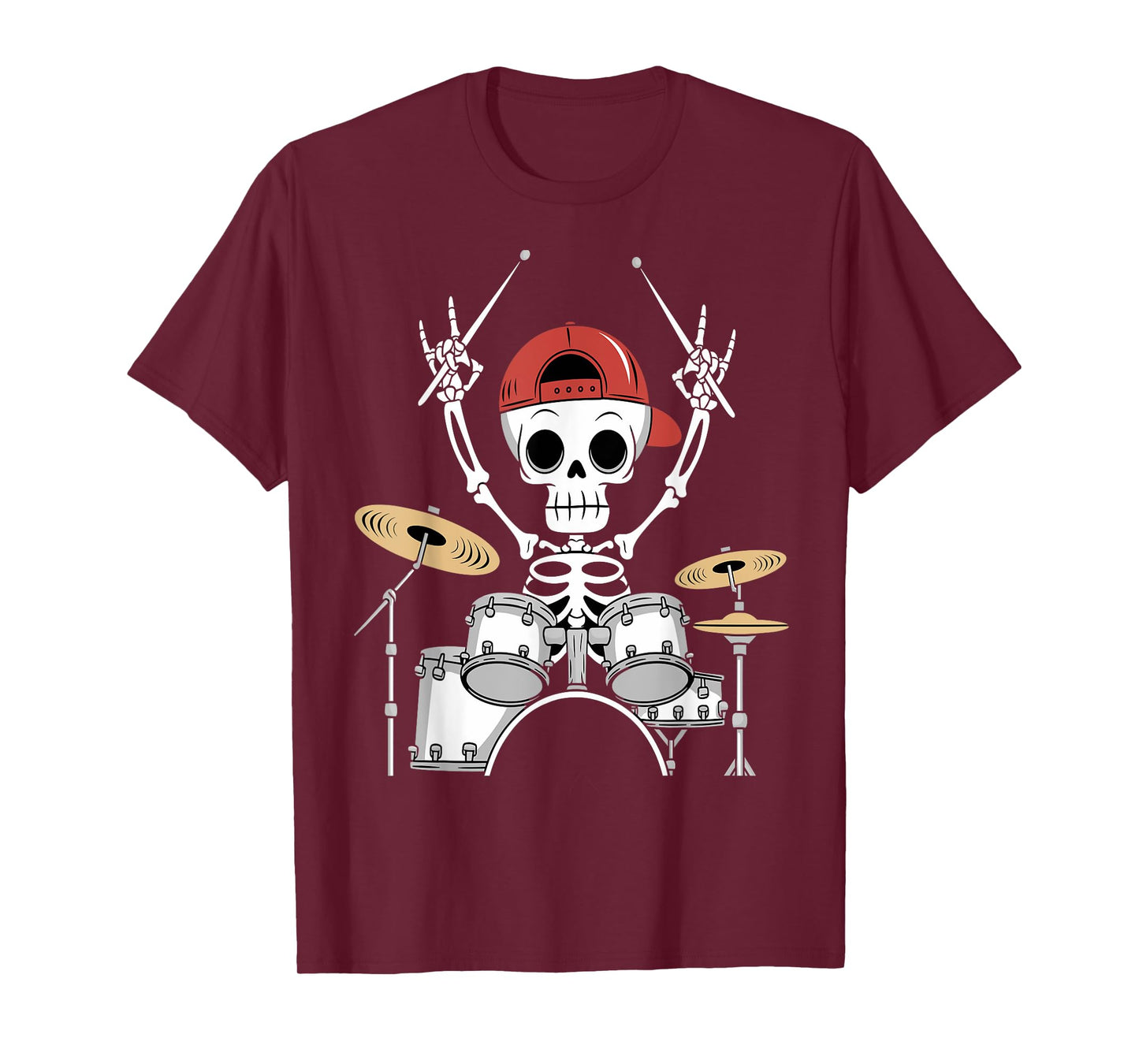 Skeleton Drummer Halloween Costume Playing Drums Boys Men T-Shirt