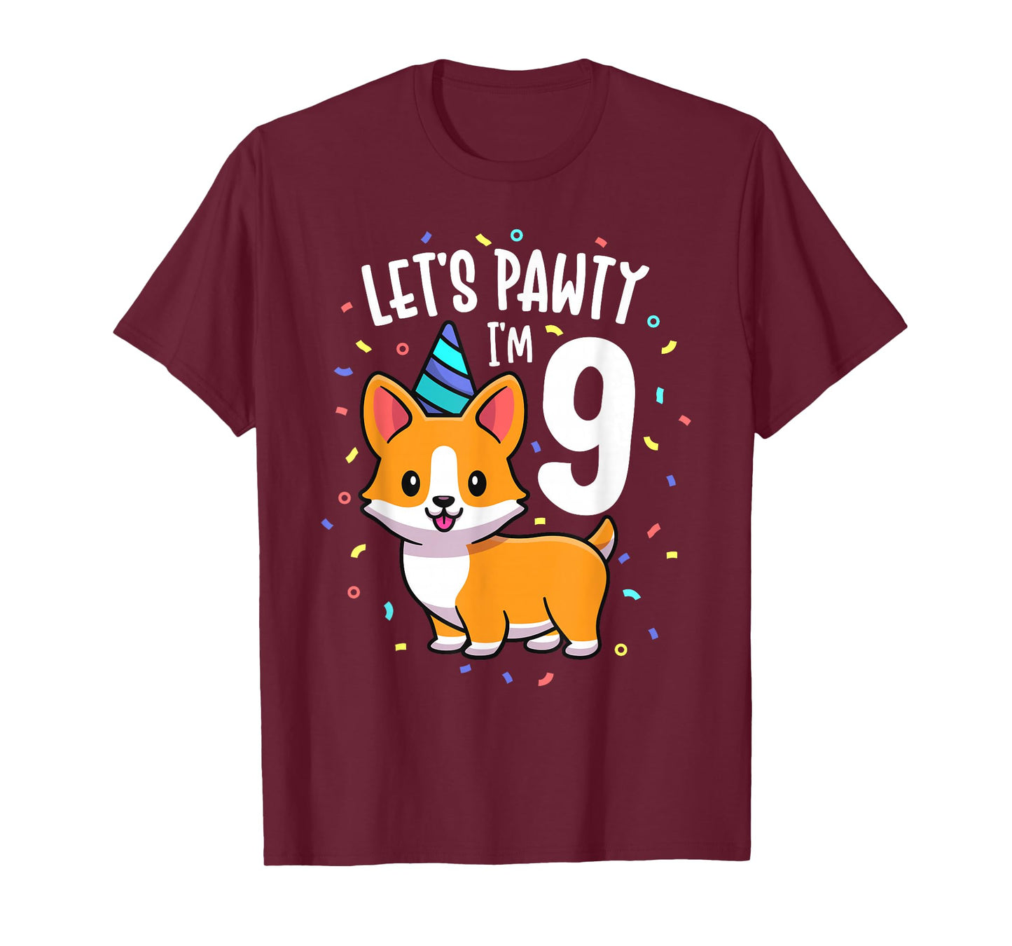 9 Years Old Corgi Dog Lover 9th Birthday Party Outfit Kid T-Shirt