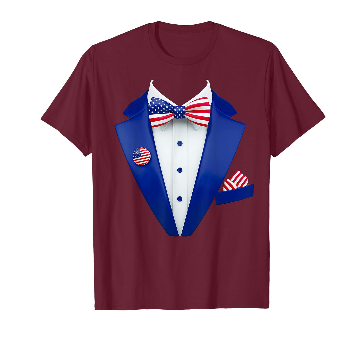 Patriotic Tuxedo with Tie A Funny USA Design for Weddings T-Shirt