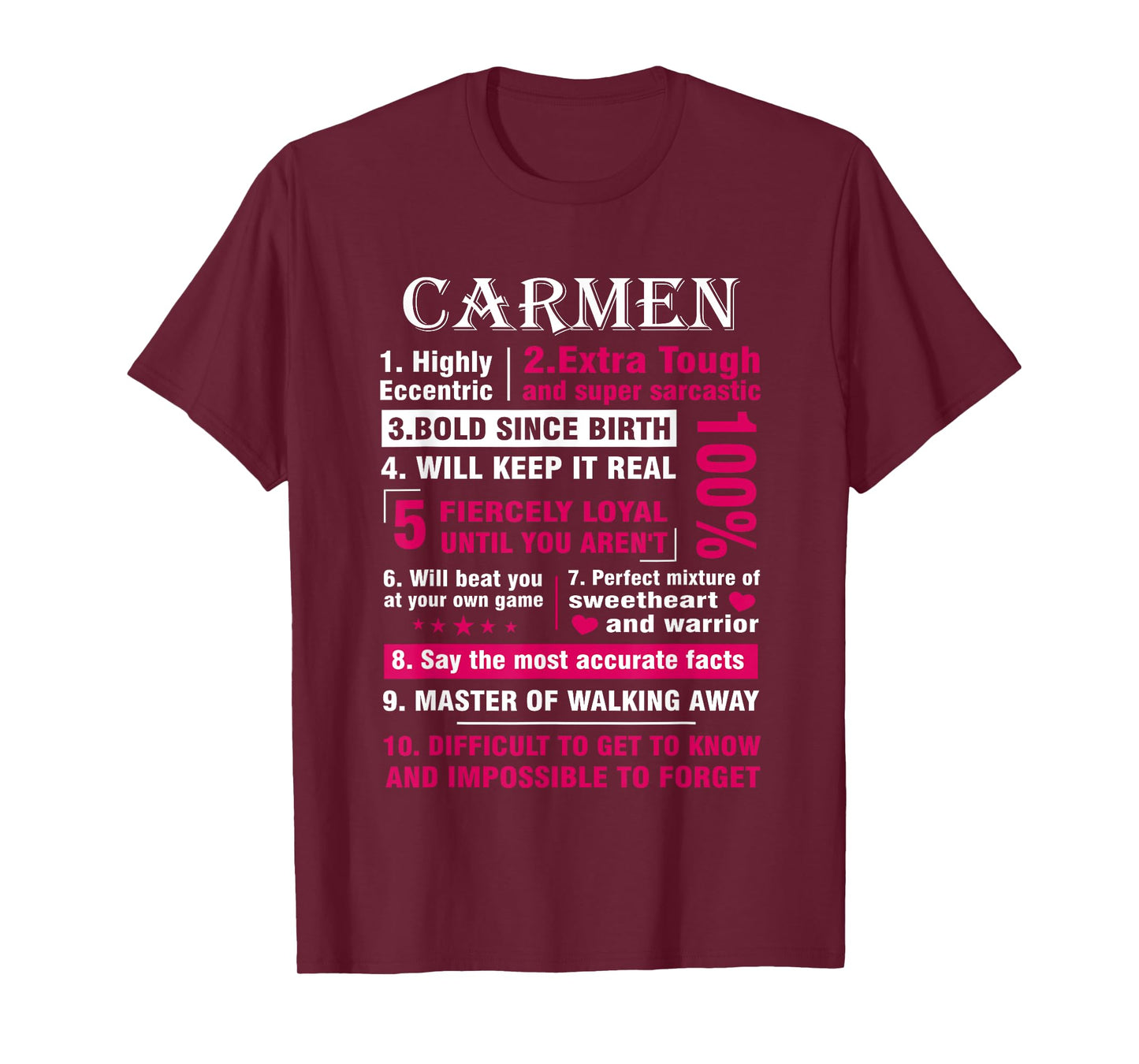 CARMEN Highly Eccentric 10 Facts Shirt First Name shirt T-Shirt