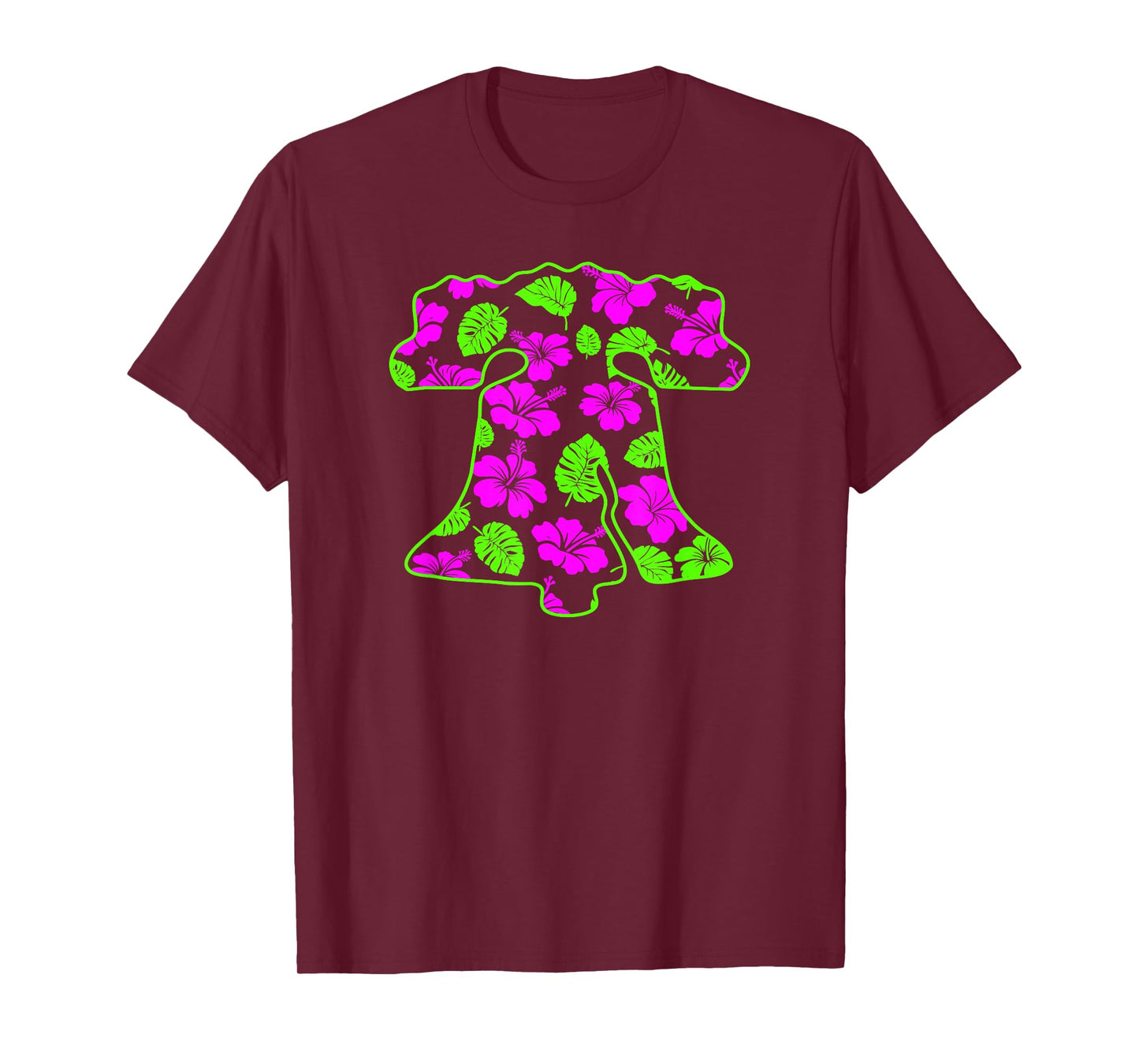 Tropical Green Pink Liberty Bell Philadelphia PA Hawaiian T-Shirt