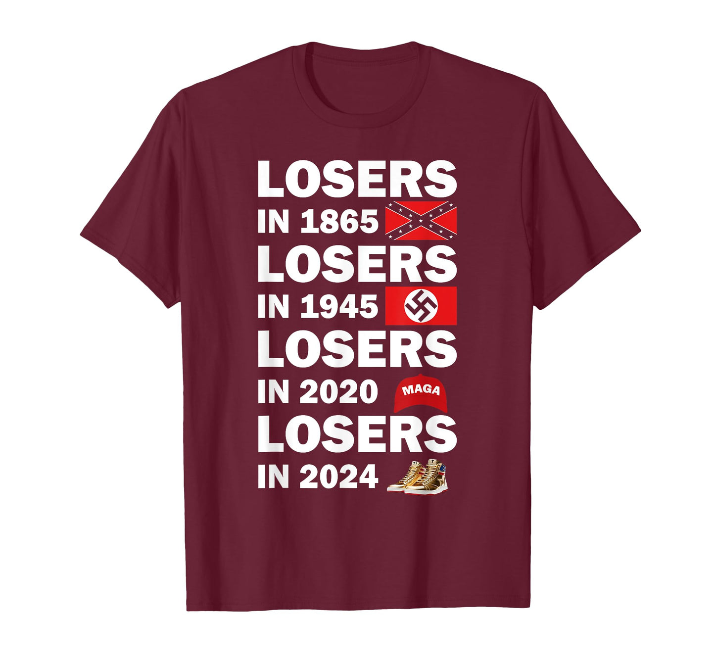 Funny Losers In 2024 Tee Shirt, Small, Black