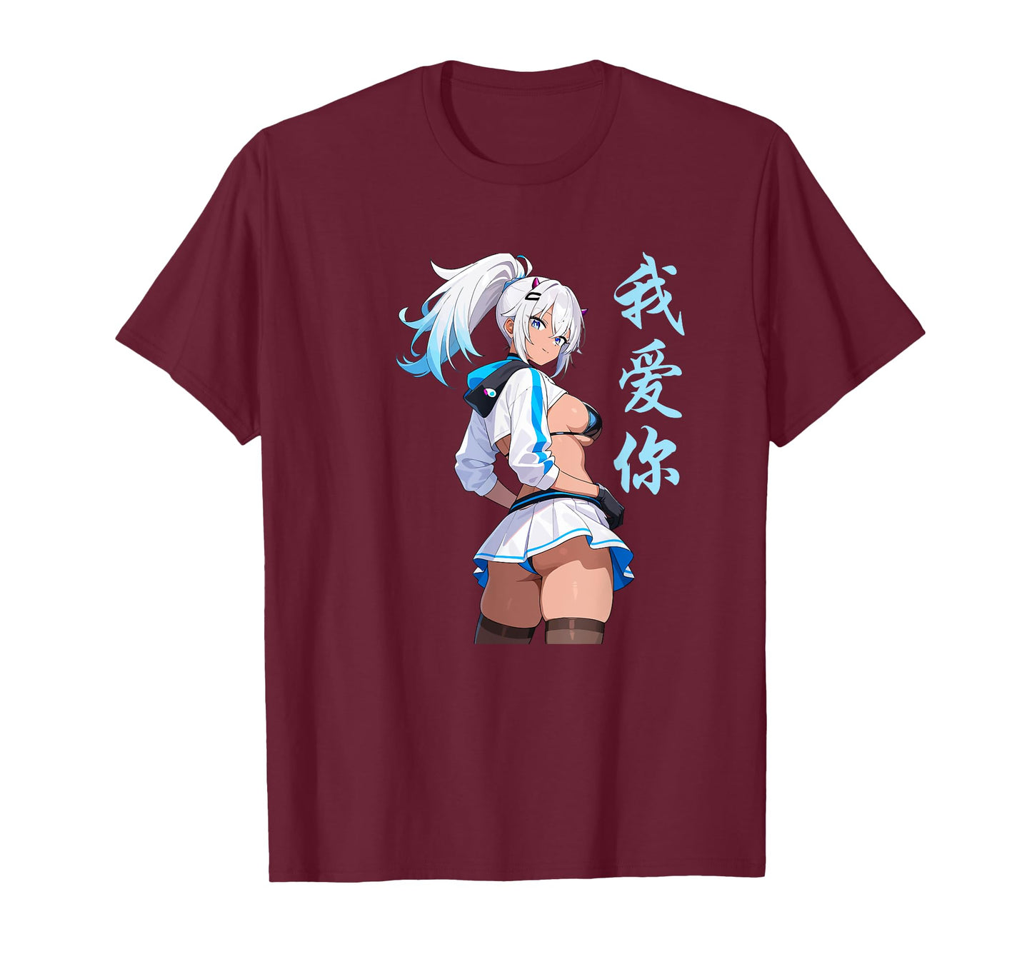 Waifu Sexy Anime Girl Horns Mini Skirt Japanese Manga Style T-Shirt
