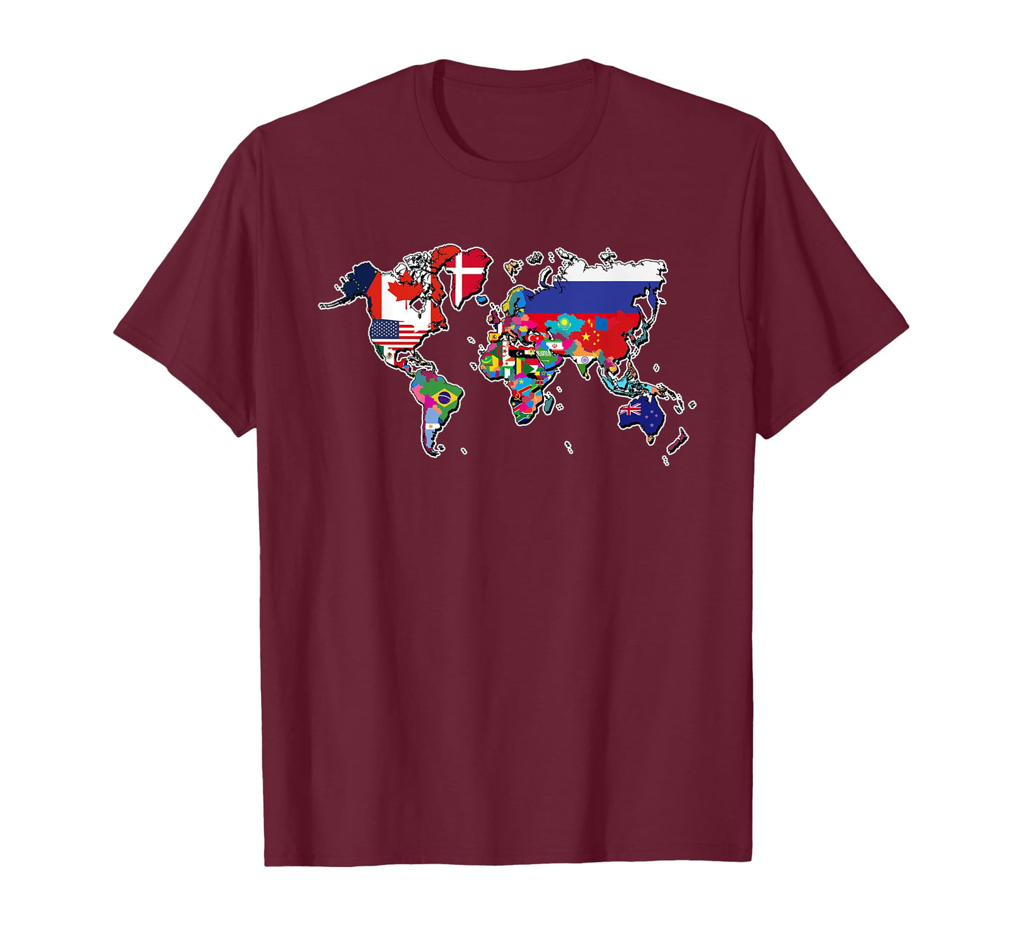 World Flag Map T-Shirt Globe Travelers Atlas T-Shirt