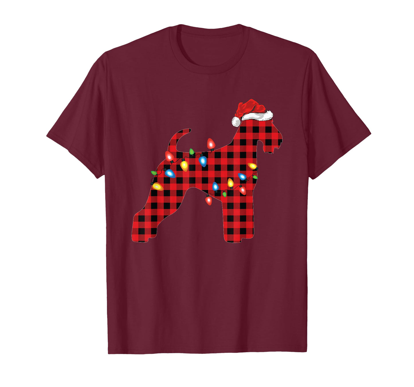 Red Buffalo Plaid Santa Airedale Terrier Christmas Pajama T-Shirt