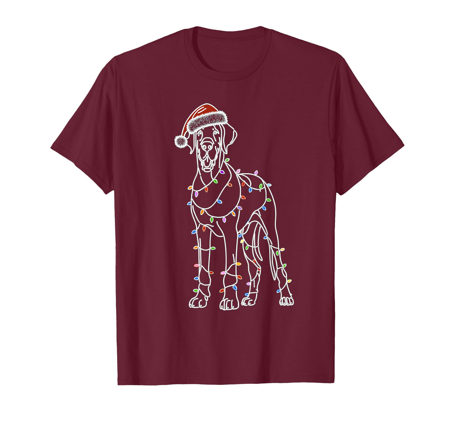 Great Dane Funny Santa Christmas Tree Lights, Pajamas Mom T-Shirt