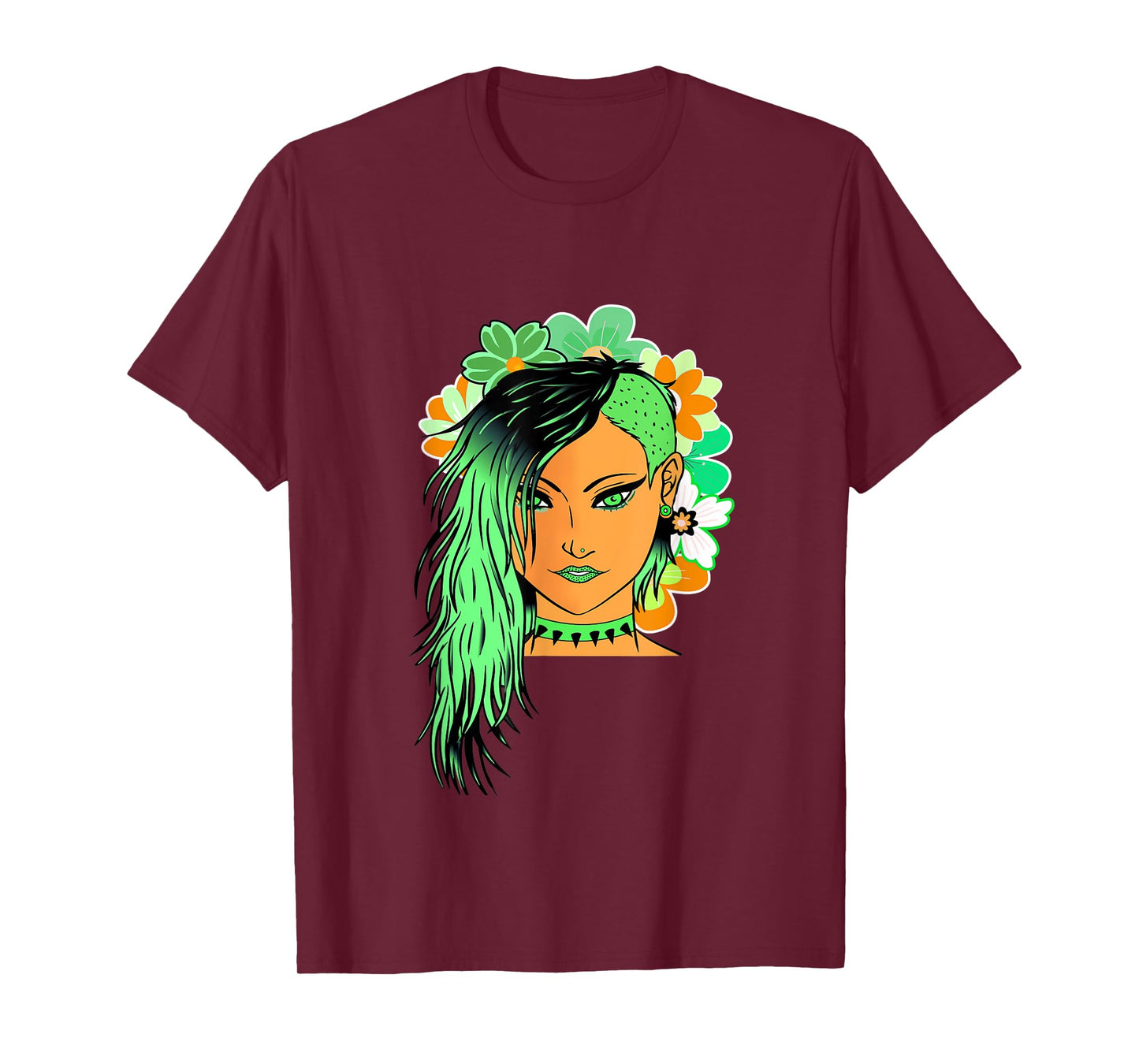 Kawaii Anime fairy floral emo goth teen girl lime green T-Shirt