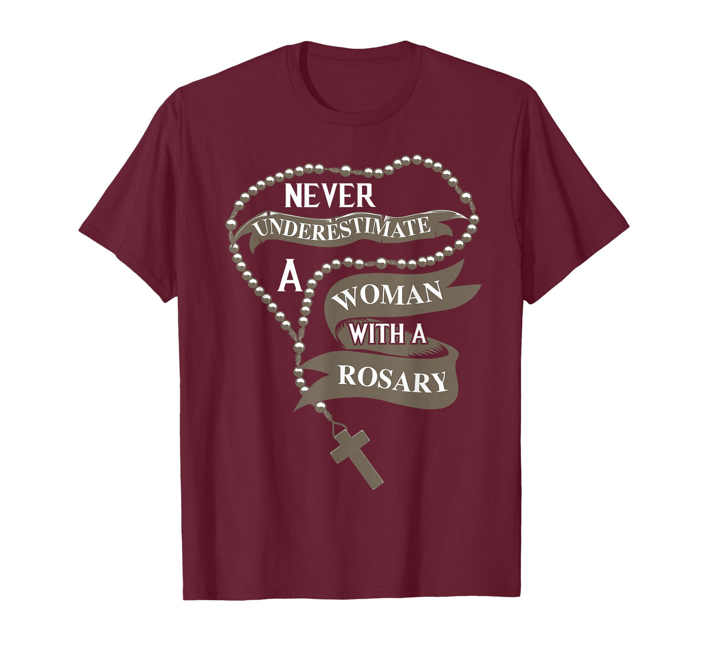 Cute Never Underestimate A Women With A Rosary Gift T-Shirt
