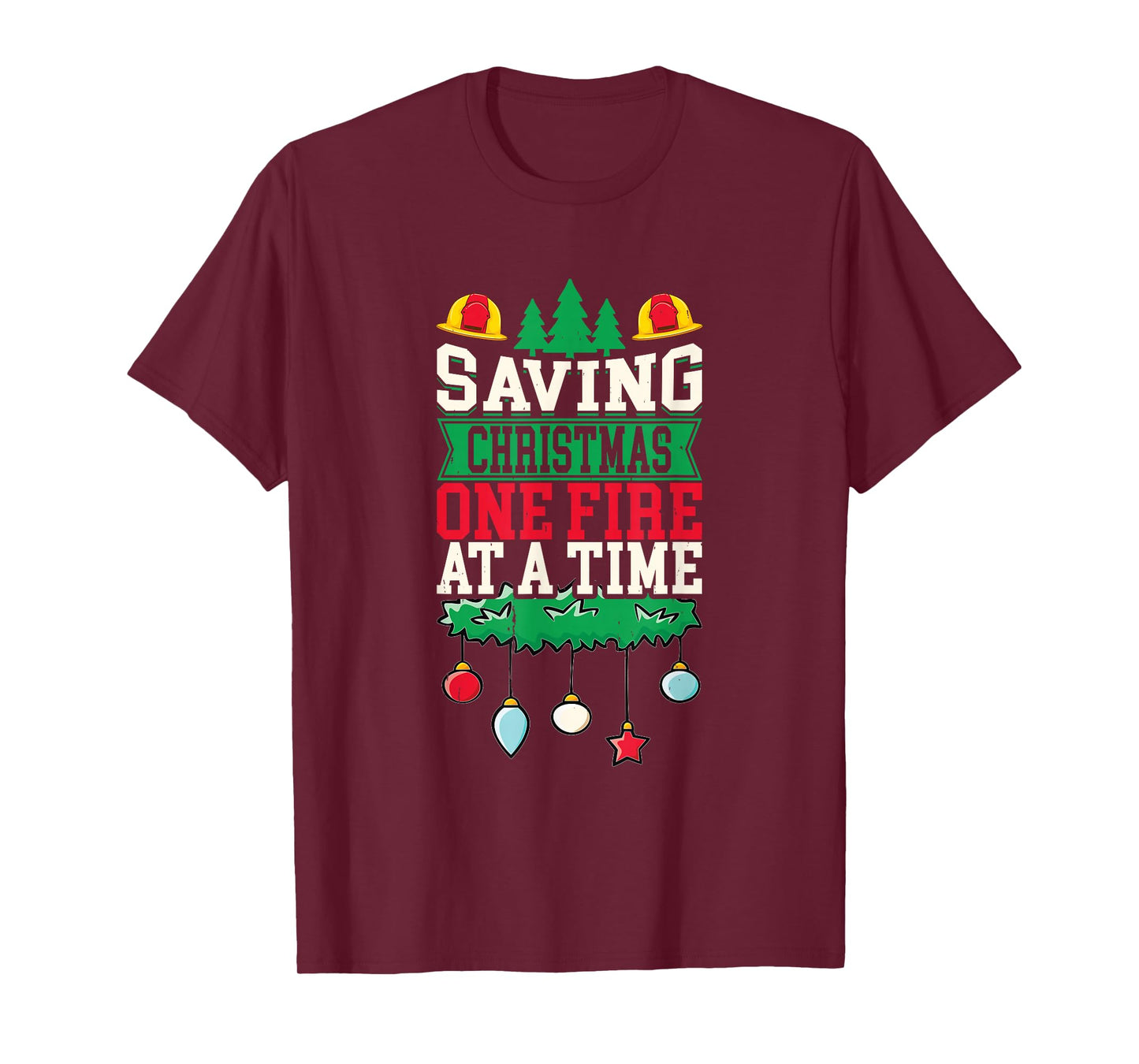 Santa Fireman Xmas Firefighting Funny Firefighter Christmas T-Shirt
