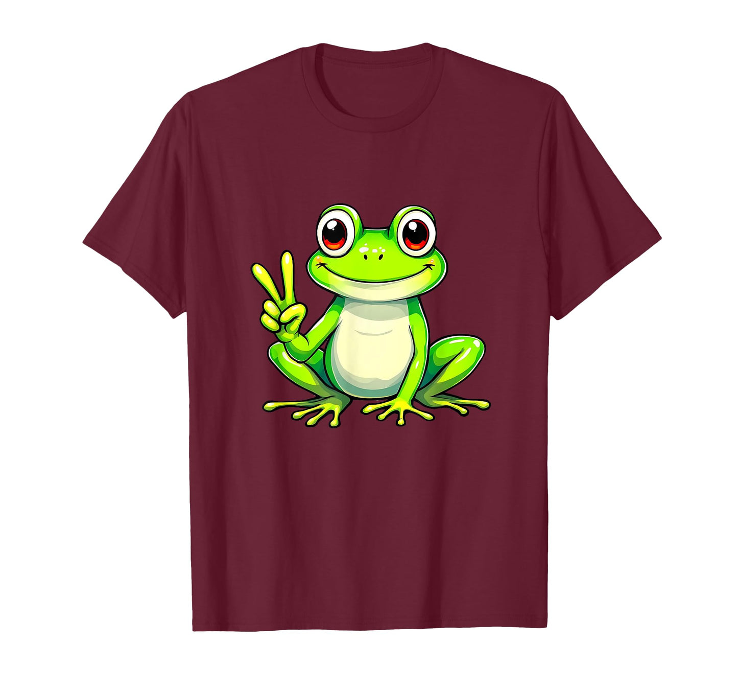 Funny Frog Peace Hand Sign Men Women Girls Boys Kids T-Shirt