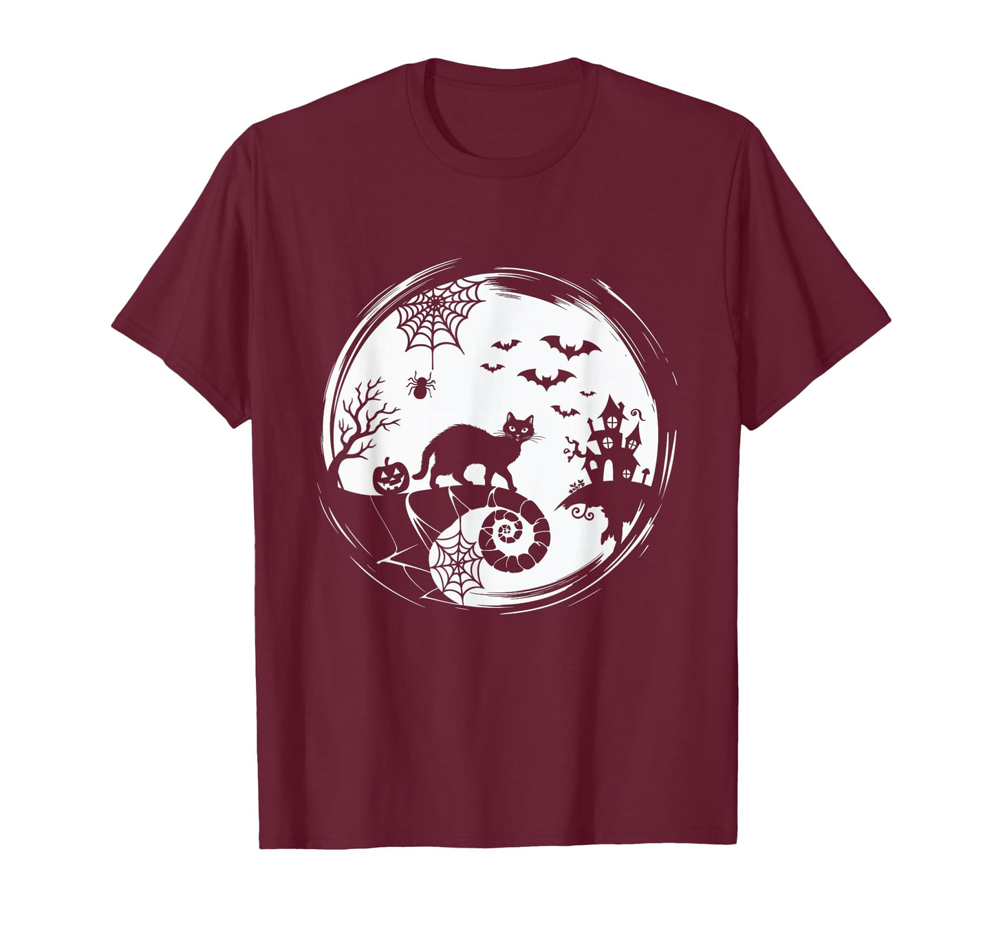 Halloween Cat Spider Bats Moon Black Cat T-Shirt for Men Women