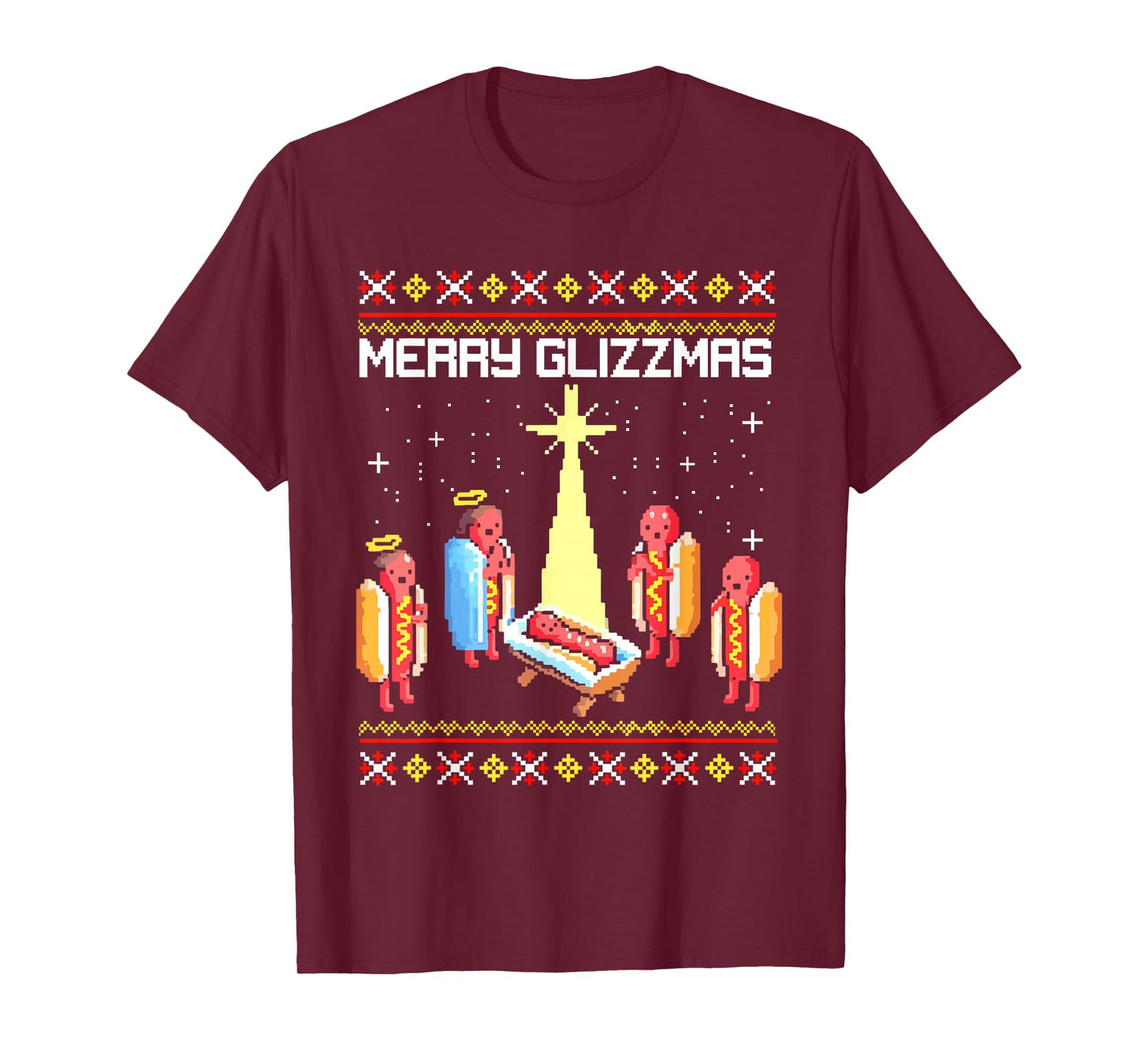Merry Glizzmas Tacky Funny Merry Christmas Hotdogs T-Shirt