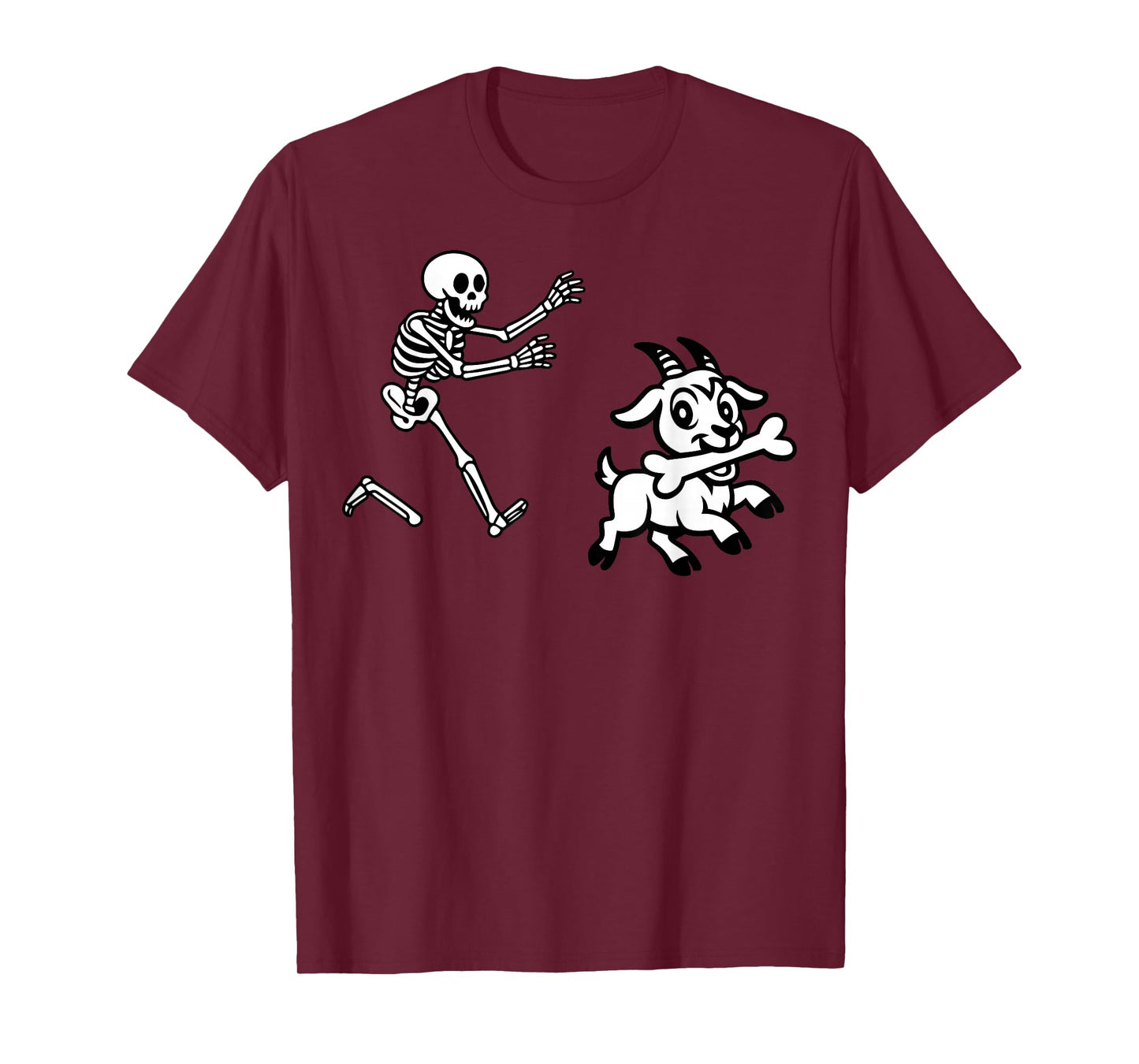 Funny Goat Running Skeleton Halloween T-Shirt
