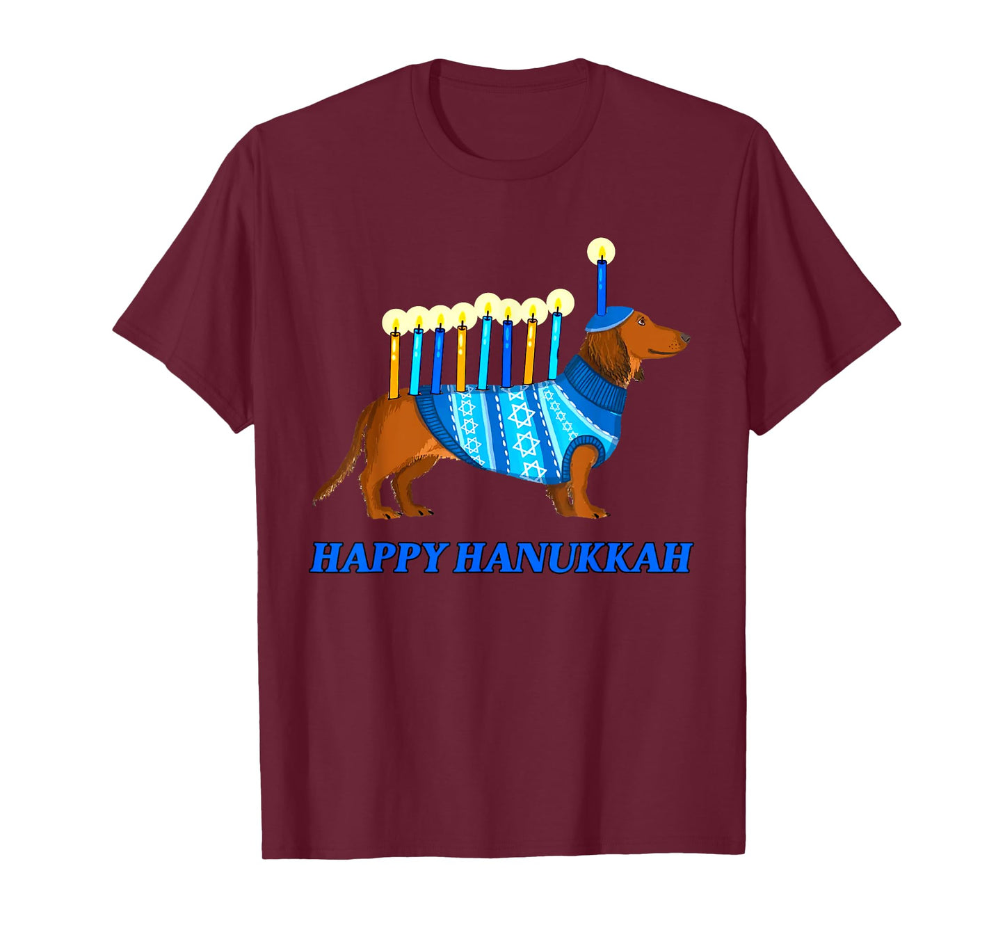 Weiner Dog Menorah Happy Hanukkah Weiner Dog Menorah T-Shirt