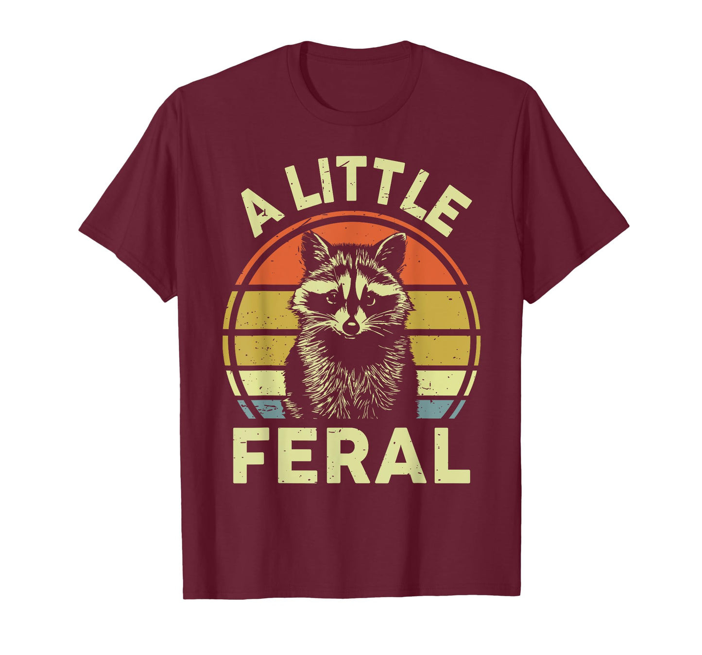 A Little Feral Raccoon Mom Dad Toddler Funny Retro Raccoon-Shirt Unisex-Kids Adults Teens Kids Raccoon Enthusiasts Grey Small Modern Retro Cartoon Graphic-Tee T-Shirt Crew Neck Short Sleeve
