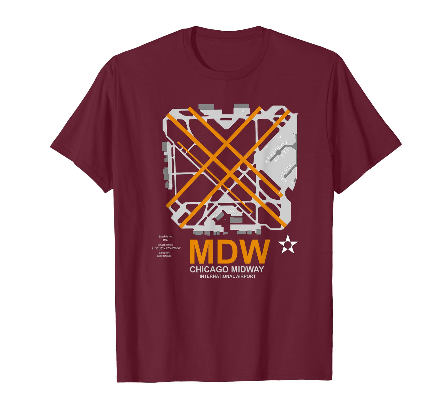 MDW Chicago Midway Airport Layout Pilot T-Shirt T-Shirt