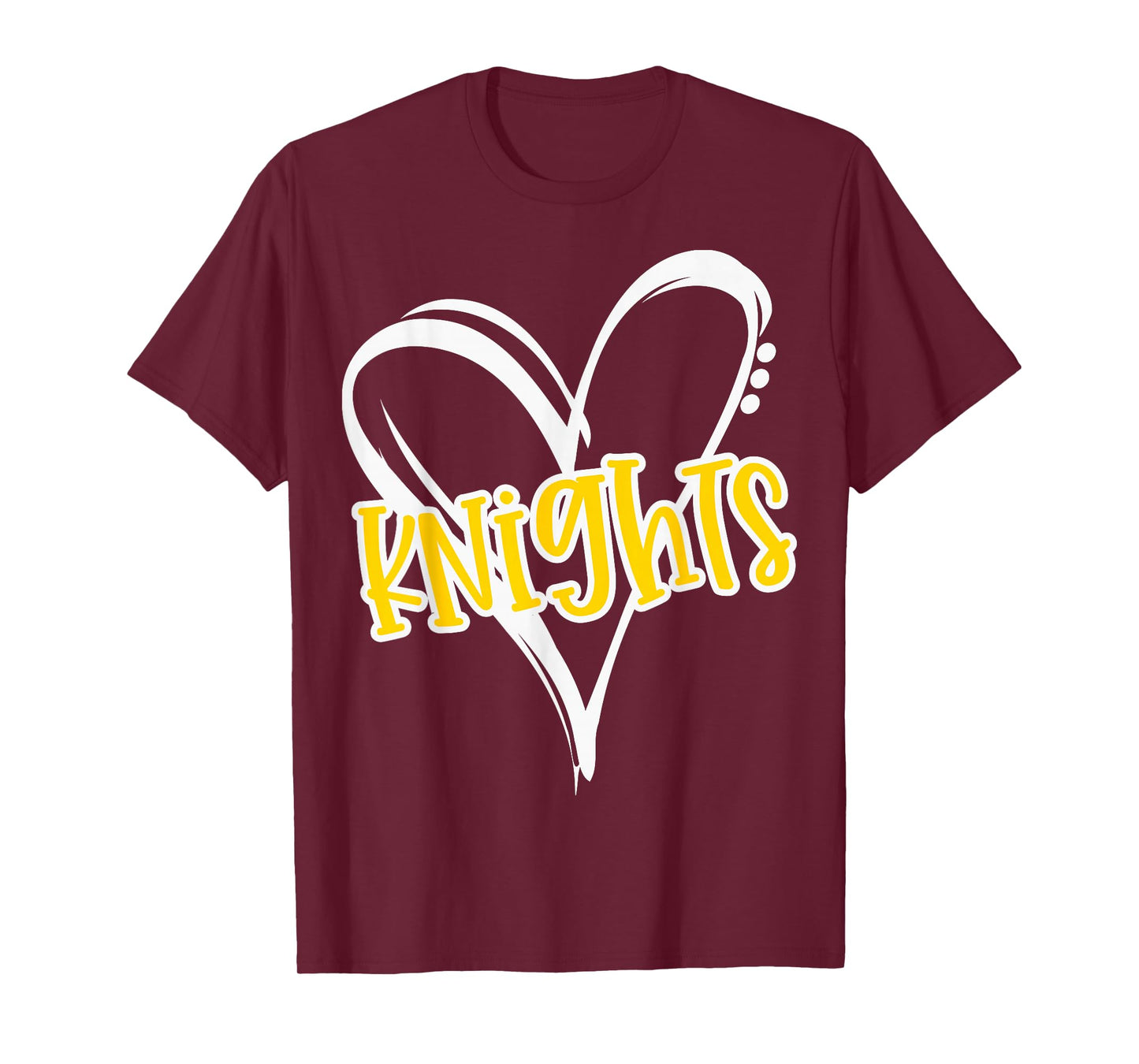 Knights Heart Yellow Lettering Retro Trendy Game Day Spirit T-Shirt