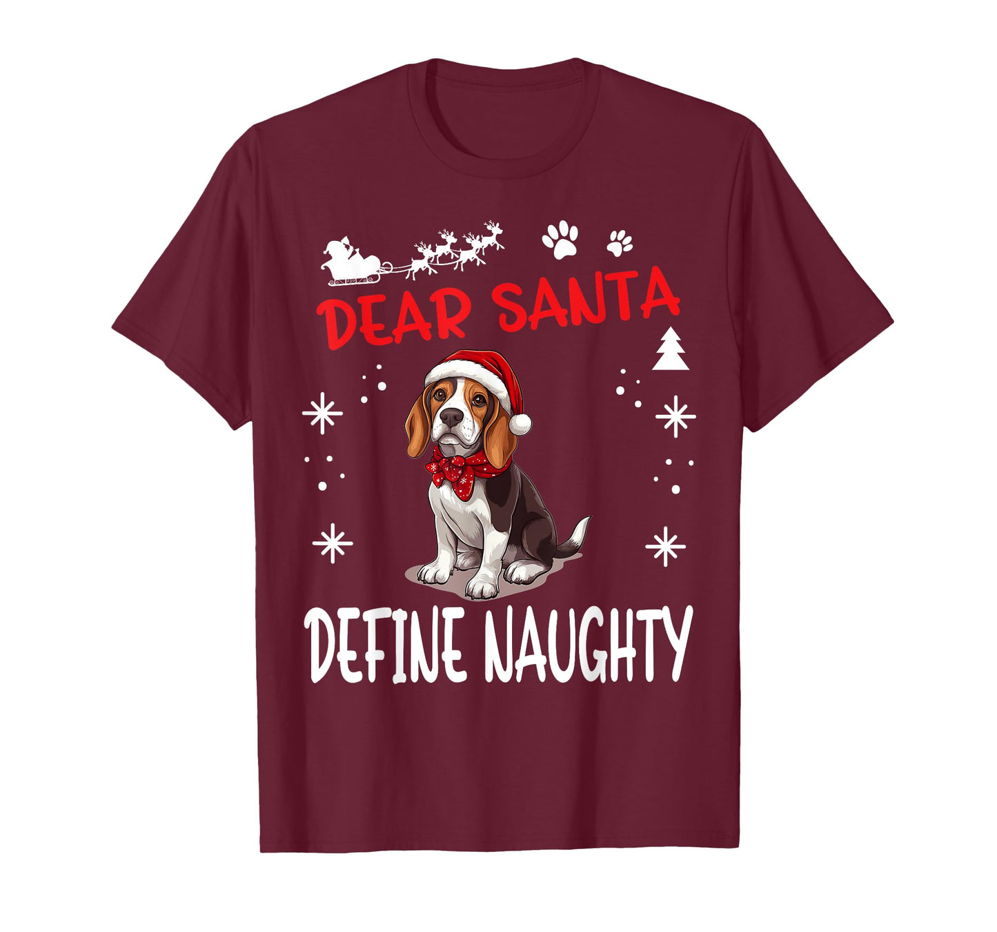Cute Beagle dog Dog Christmas Dear Santa Define Naughty T-Shirt