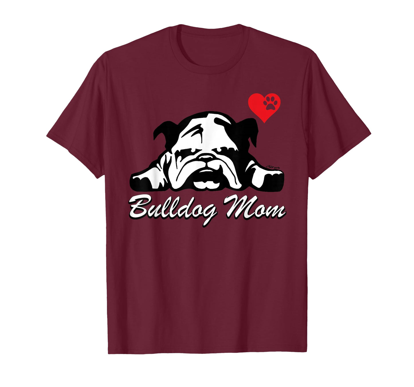 Womens I LOVE MY BULLDOG MOM Design English Bulldog Mom Gift T-Shirt