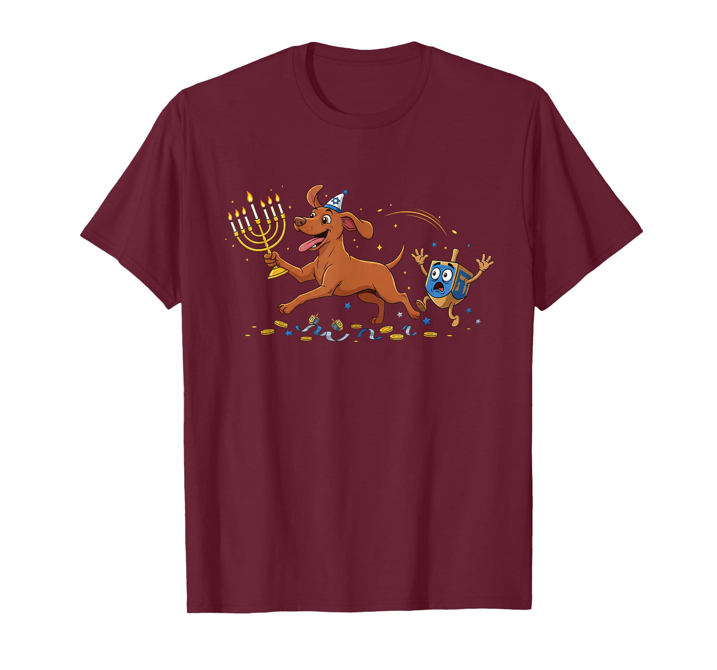 Funny Vizsla Dreidel Menorah Hanukkah Kids Womens Mens T-Shirt
