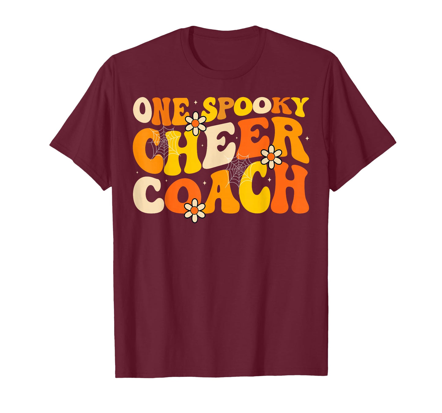 One Spooky Cheer Coach - Cheerleader Coach Groovy Halloween T-Shirt
