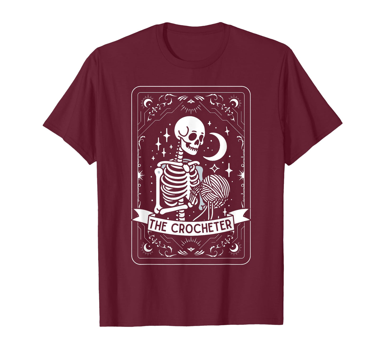 Skeleton The Crocheter Tarot Card Knitter Crochet Lover T-Shirt