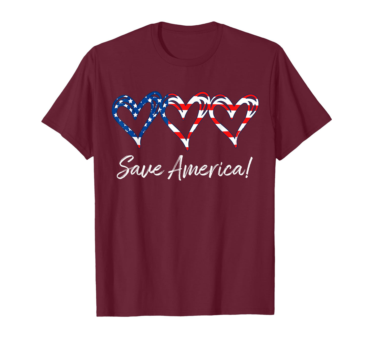 Three Hearts Flag | SAVE AMERICA | USA Conservative Patriot T-Shirt
