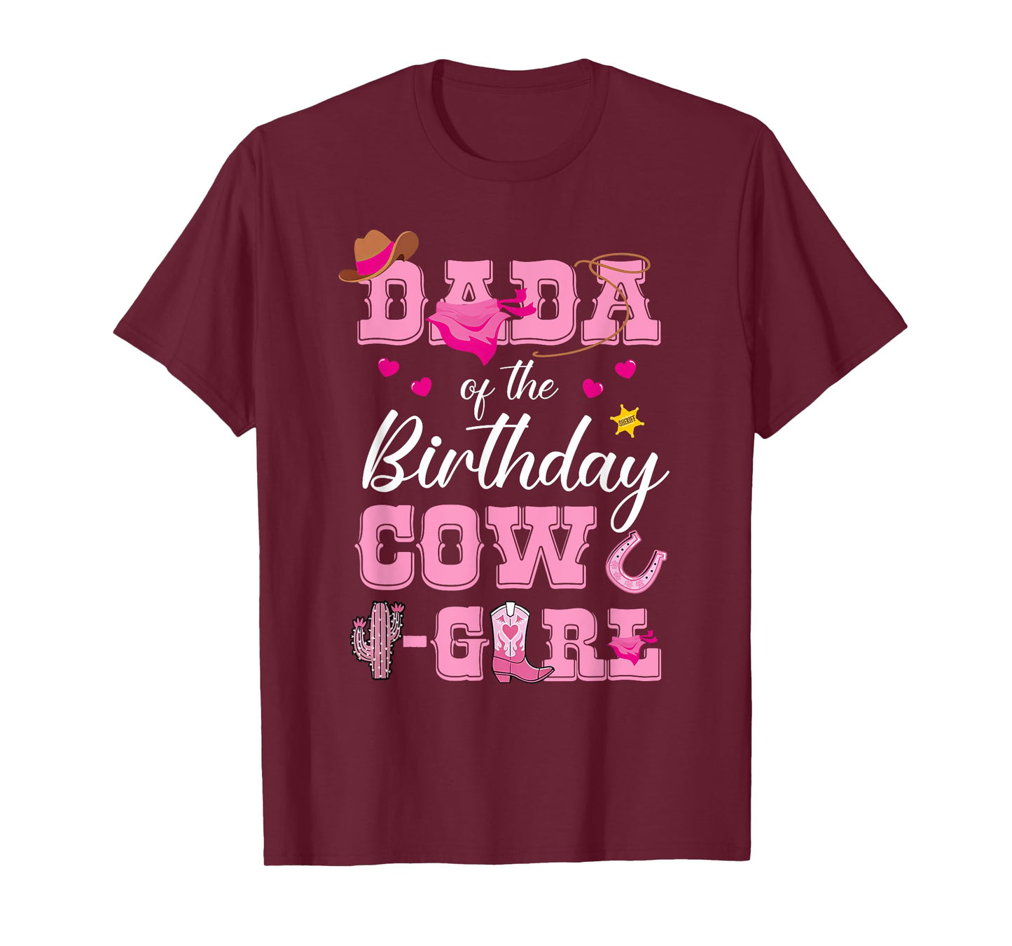 Mens Dada Of The Birthday Cow Girl Rodeo Cowgirl Birthday T-Shirt