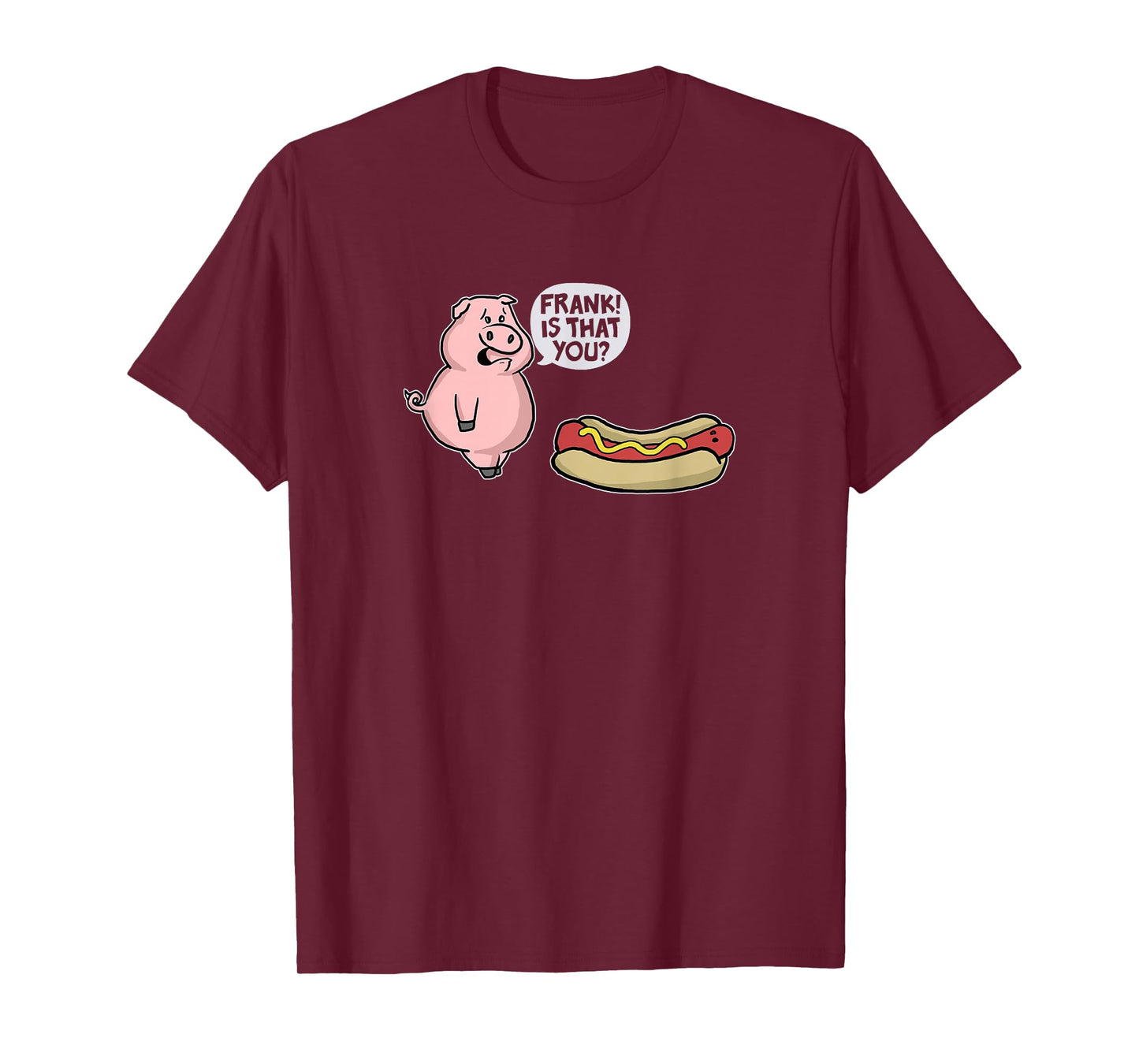 Trendy Apparel Unisex-Adults Casual Graphic T-Shirt Black Small Pig And Hot Dog Funny Cartoon T-Shirt