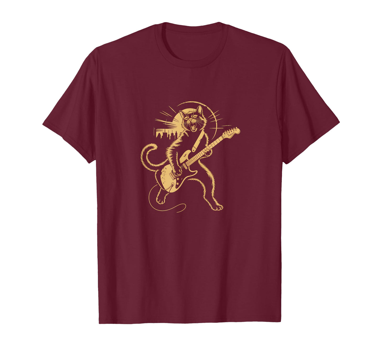 Cat Playing Guitar Rock Star Rock and Roll for Men Women T-Shirt