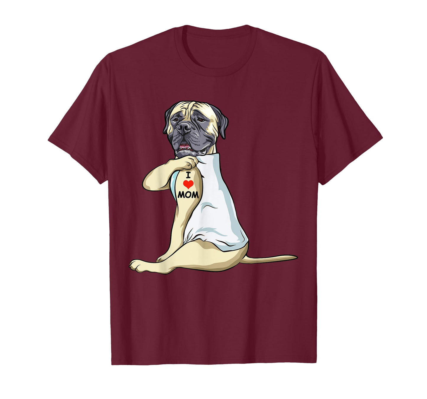 I Love Mom Tattoo English Mastiff Mom Dog Lover Women T-Shirt