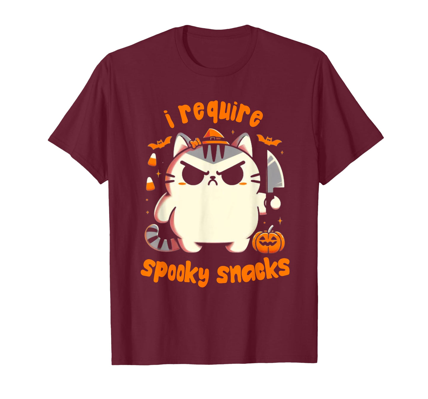 I Require Spooky Snacks Moody Cat Halloween T-Shirt