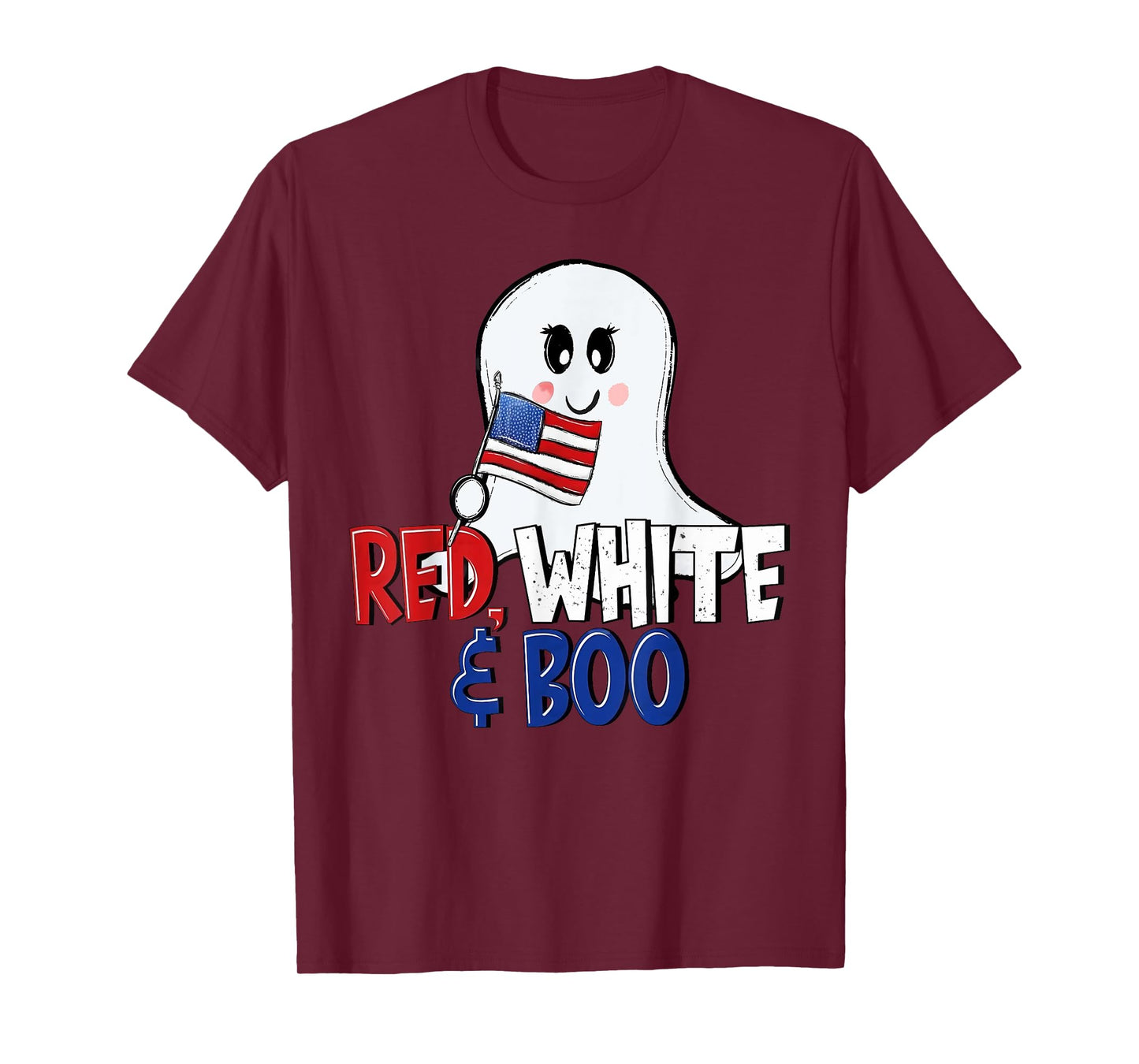 4th of July Cute Ghost Retro Red White and Boo Independence T-Shirt