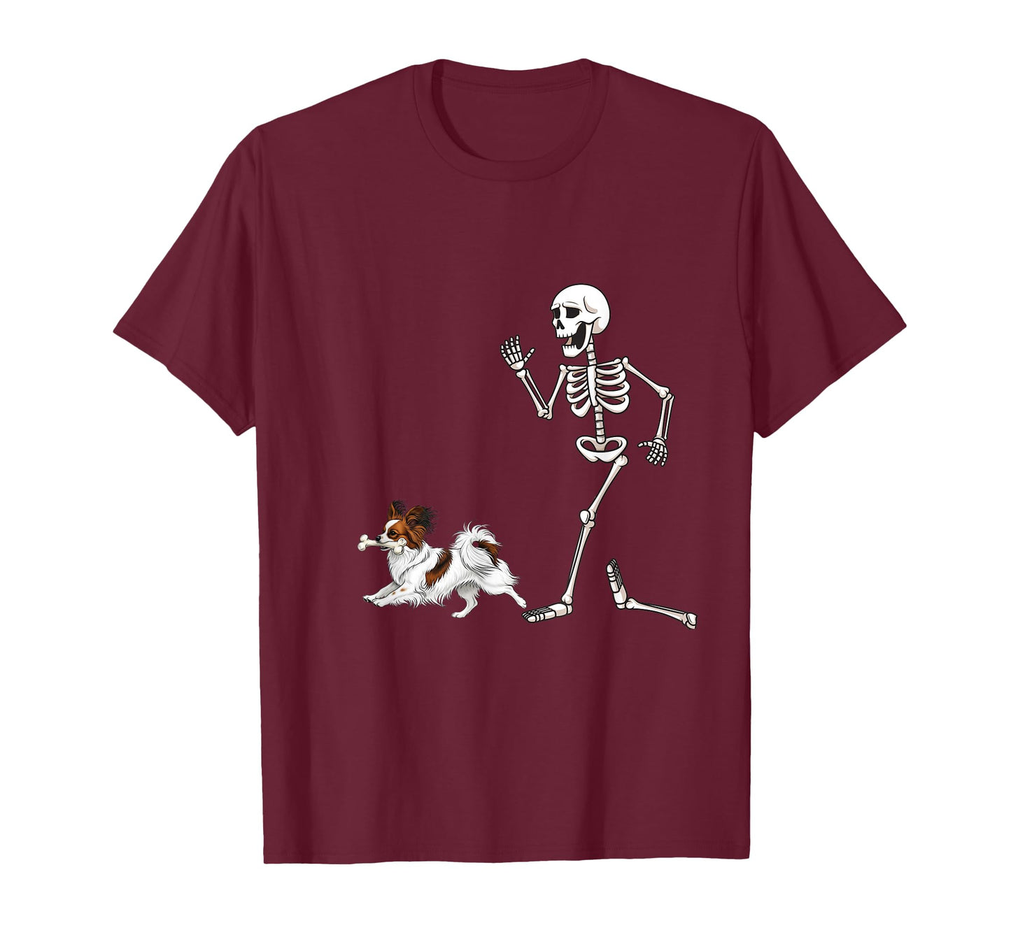 Funny Halloween Papillon and Skeleton T-Shirt
