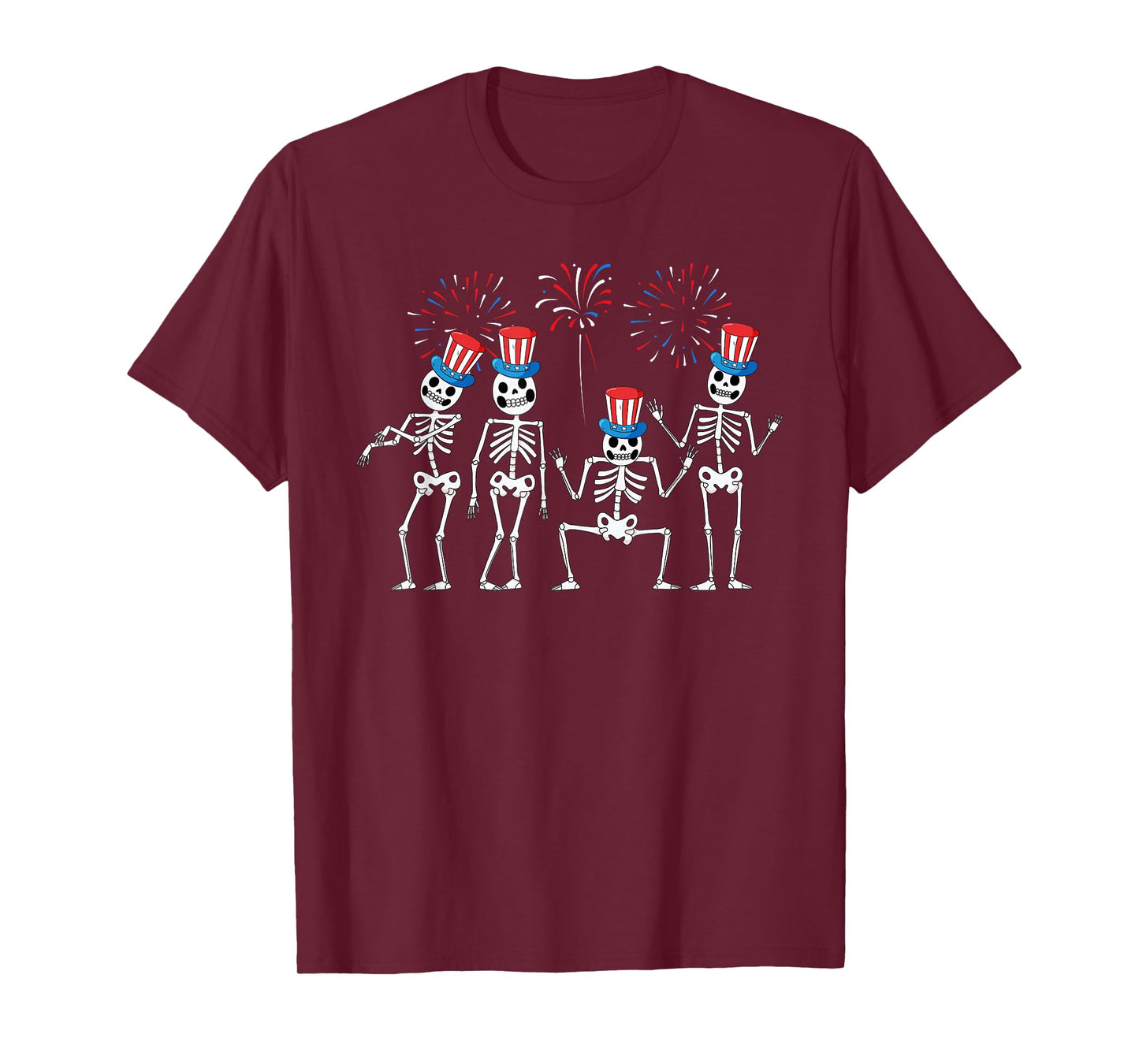 Skeletons 4th Of July Funny American Skull Patriotic T-Shirt