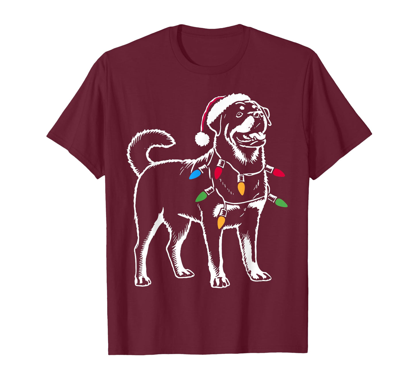 Rottie Rottweiler Christmas Lights Santa Hat Dog Lover Gifts T-Shirt