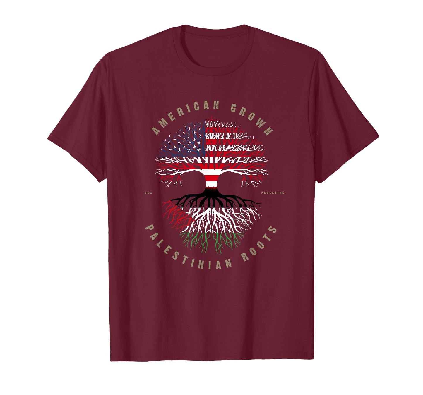 American Grown Palestinian Roots Palestine Flag T-Shirt