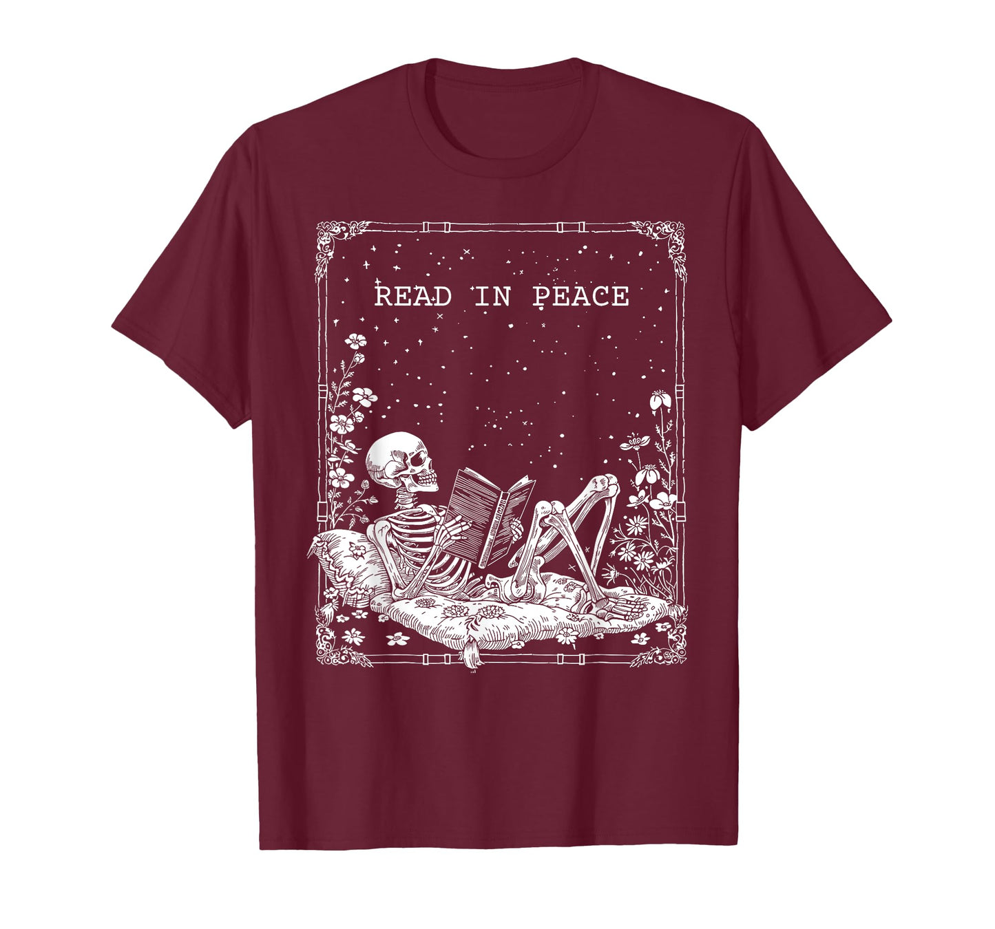 Read in Peace Skeleton Reading For Book Lover Kids Halloween T-Shirt