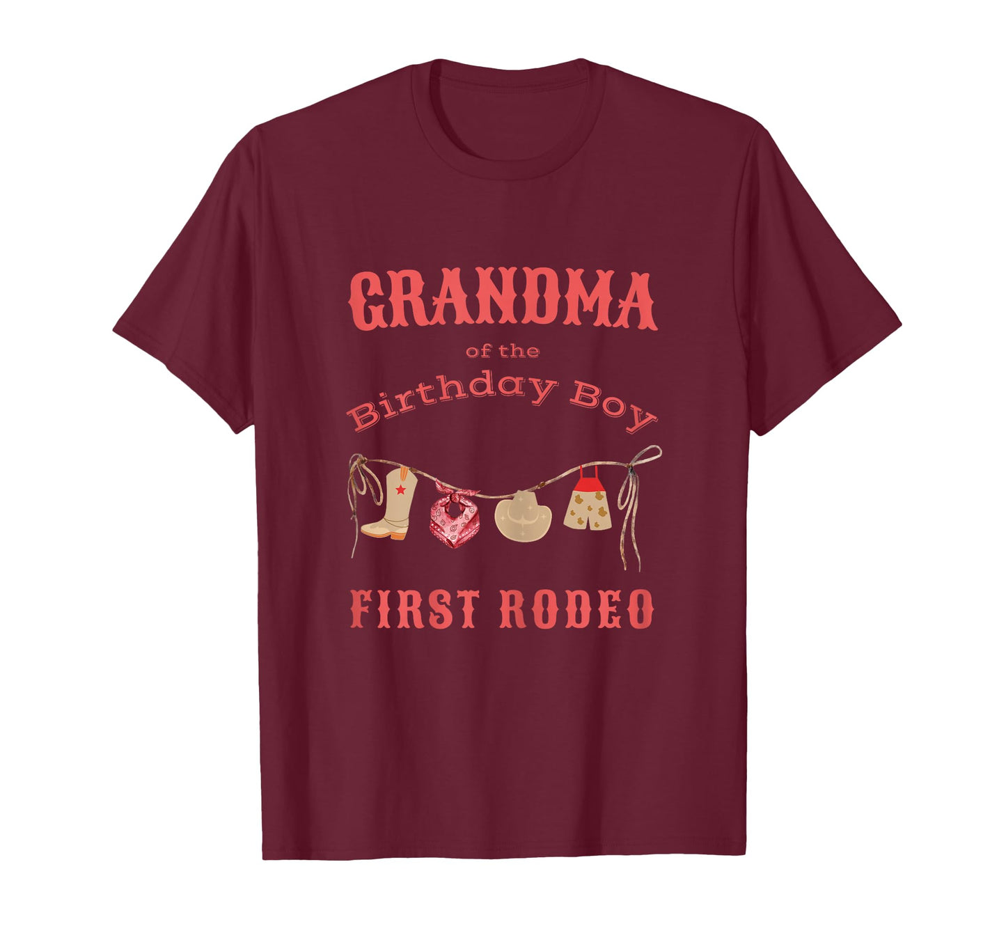 Grandma First Rodeo 1st Birthday Cowboy Family Matching T-Shirt