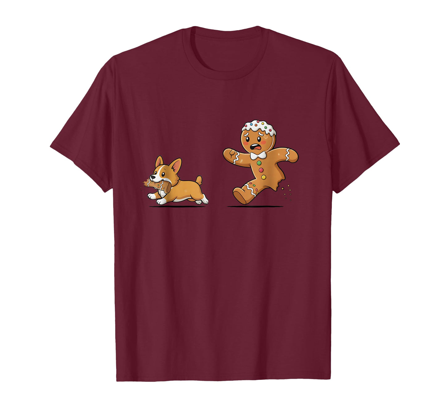 Gingerbread Cookie Chasing Corgi Christmas Dog Mom Pet Lover T-Shirt