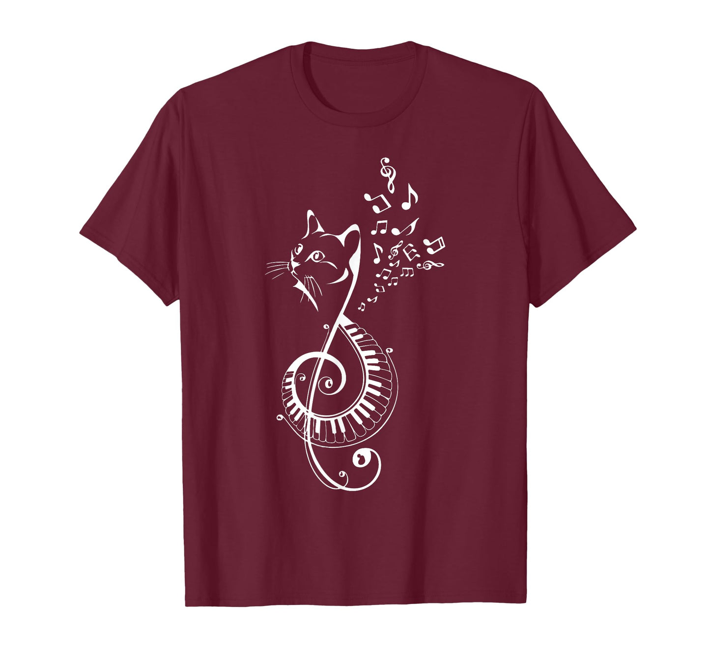 Piano Cat Treble Clef Lover Musician Teacher Musical Band T-Shirt
