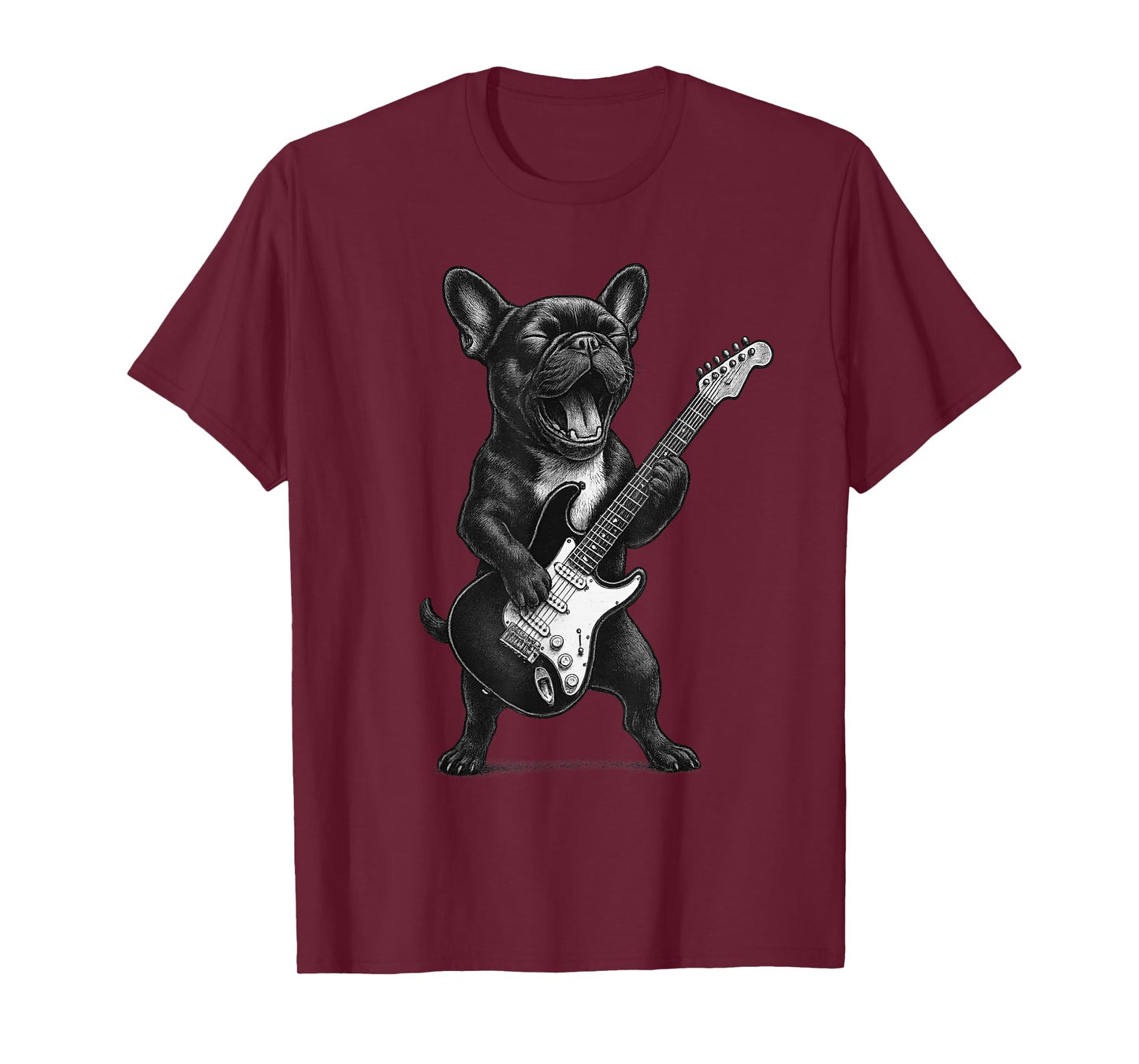 French Bulldog Playing Guitar Rock Music Dog Lover T-Shirt for Men Women Kids