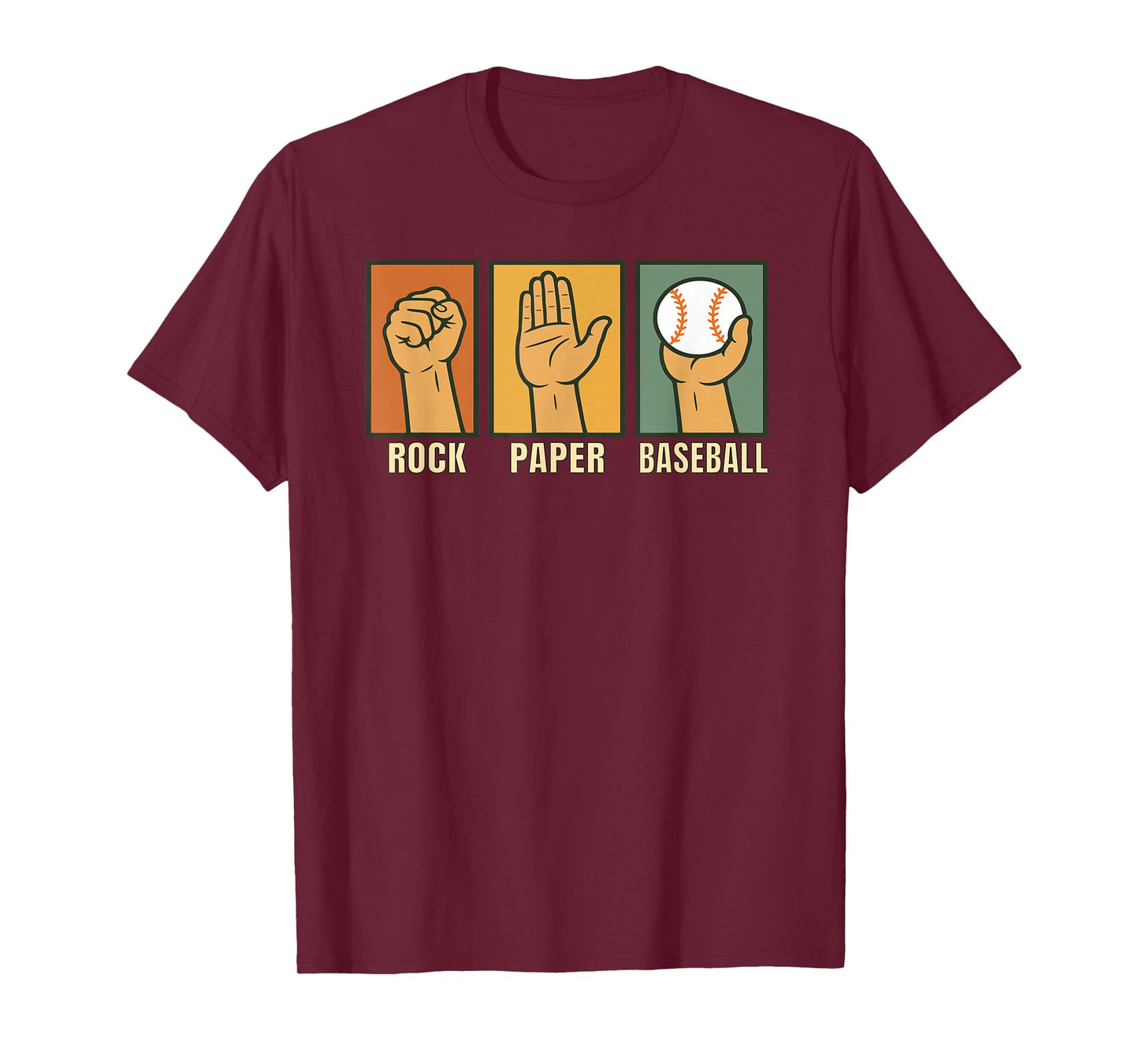Funny Rock Paper Scissors Baseball Retro Humor Design T-Shirt