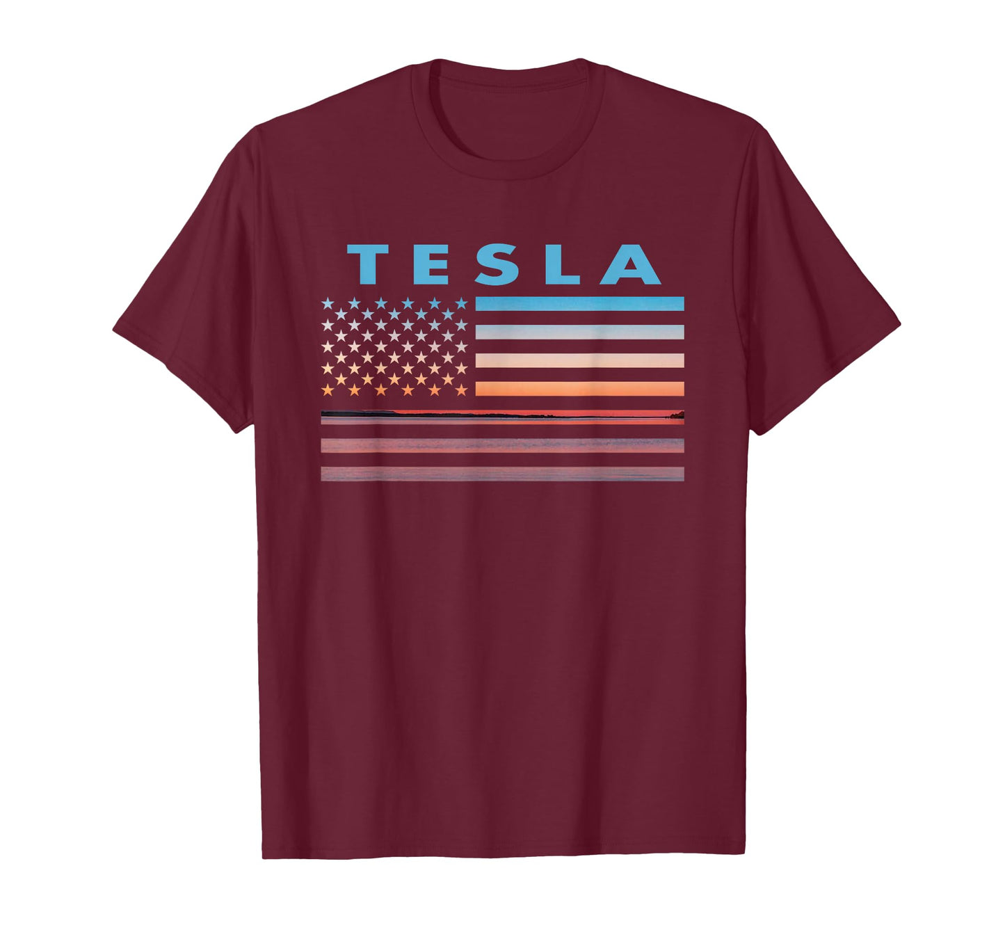 Vintage Sunset American Flag Tesla, West Virginia T-Shirt