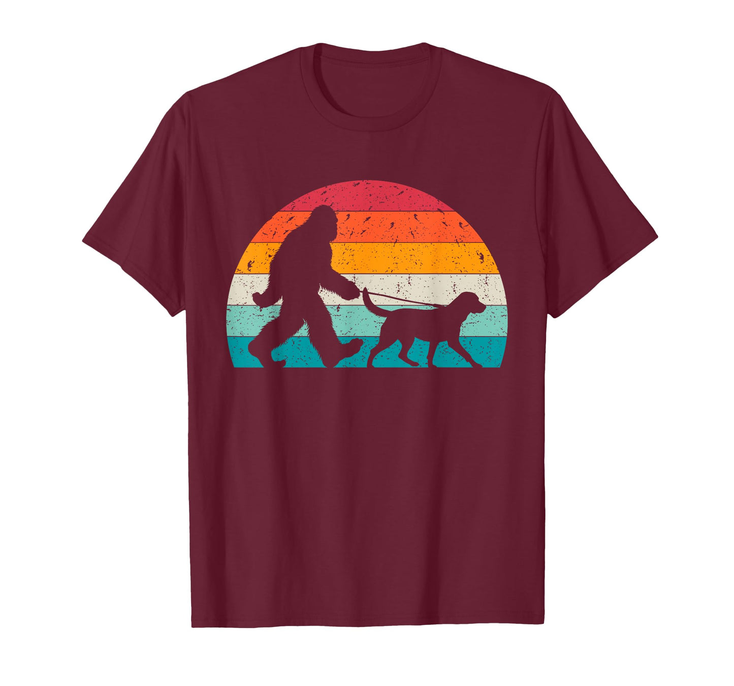 Bigfoot Walking a Dog Funny Labrador Retriever Lovers Dad Men Women Kids T-Shirt