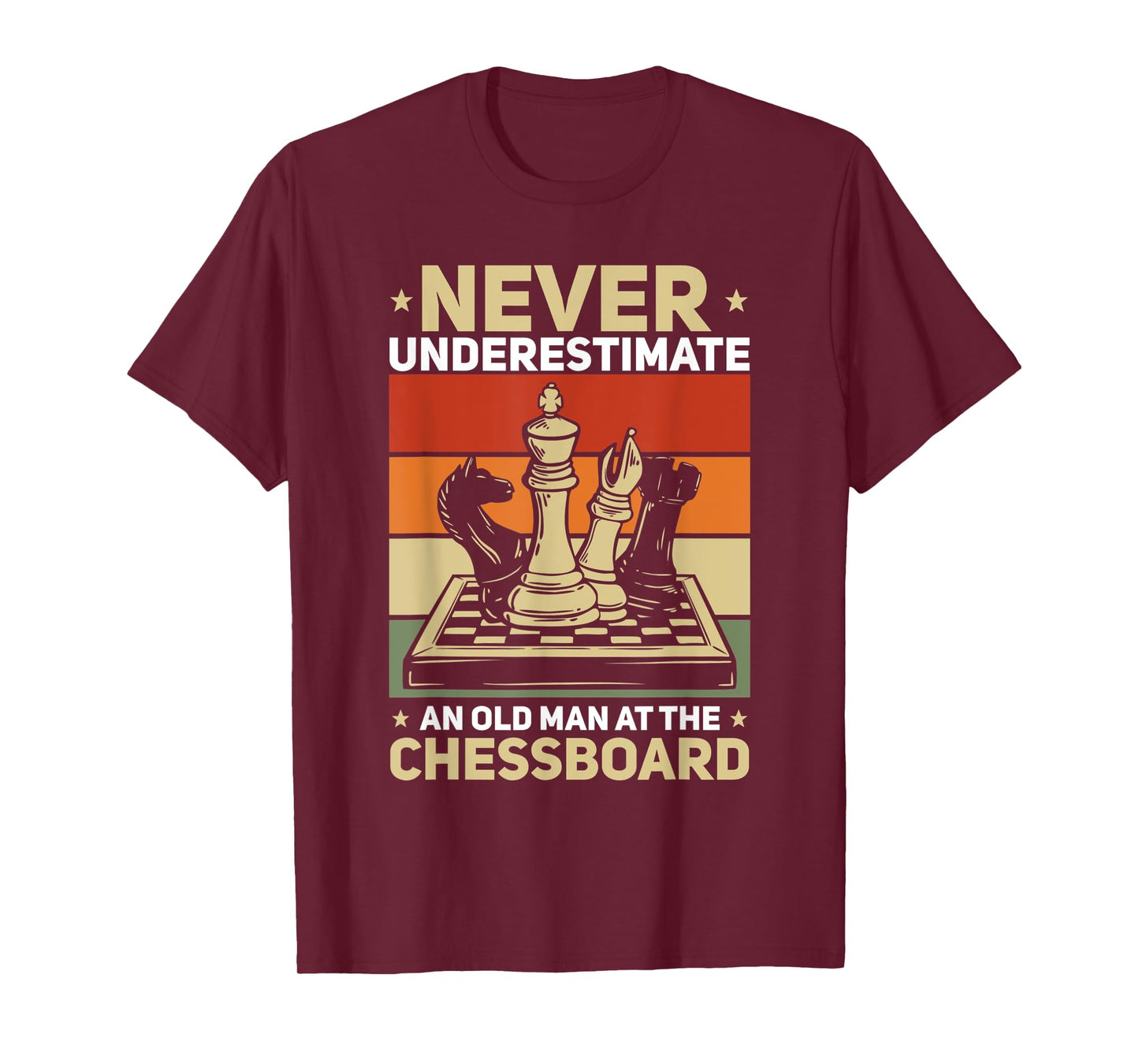 Funny Never Underestimate An Old Man At The Chessboard T-Shirt
