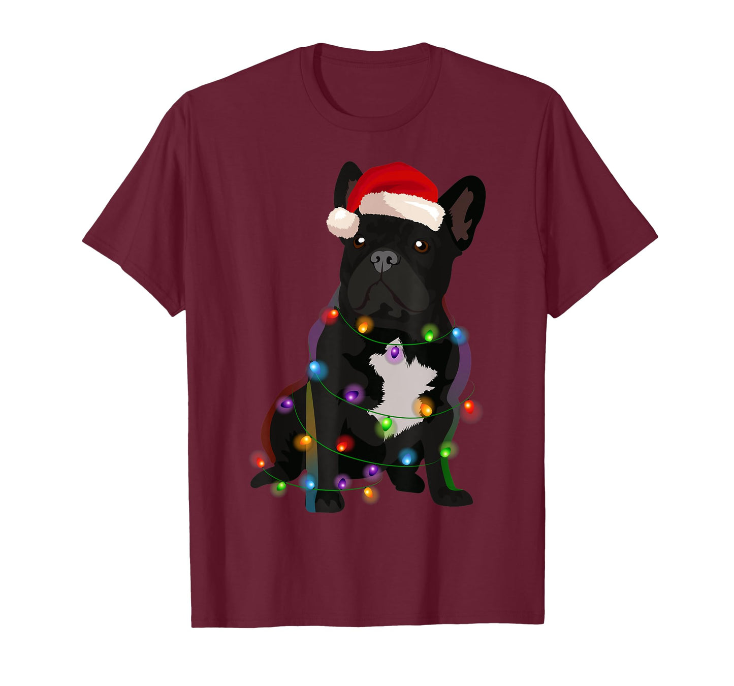 French Bulldog Frenchie Christmas Lights Xmas Dog Lover T-Shirt