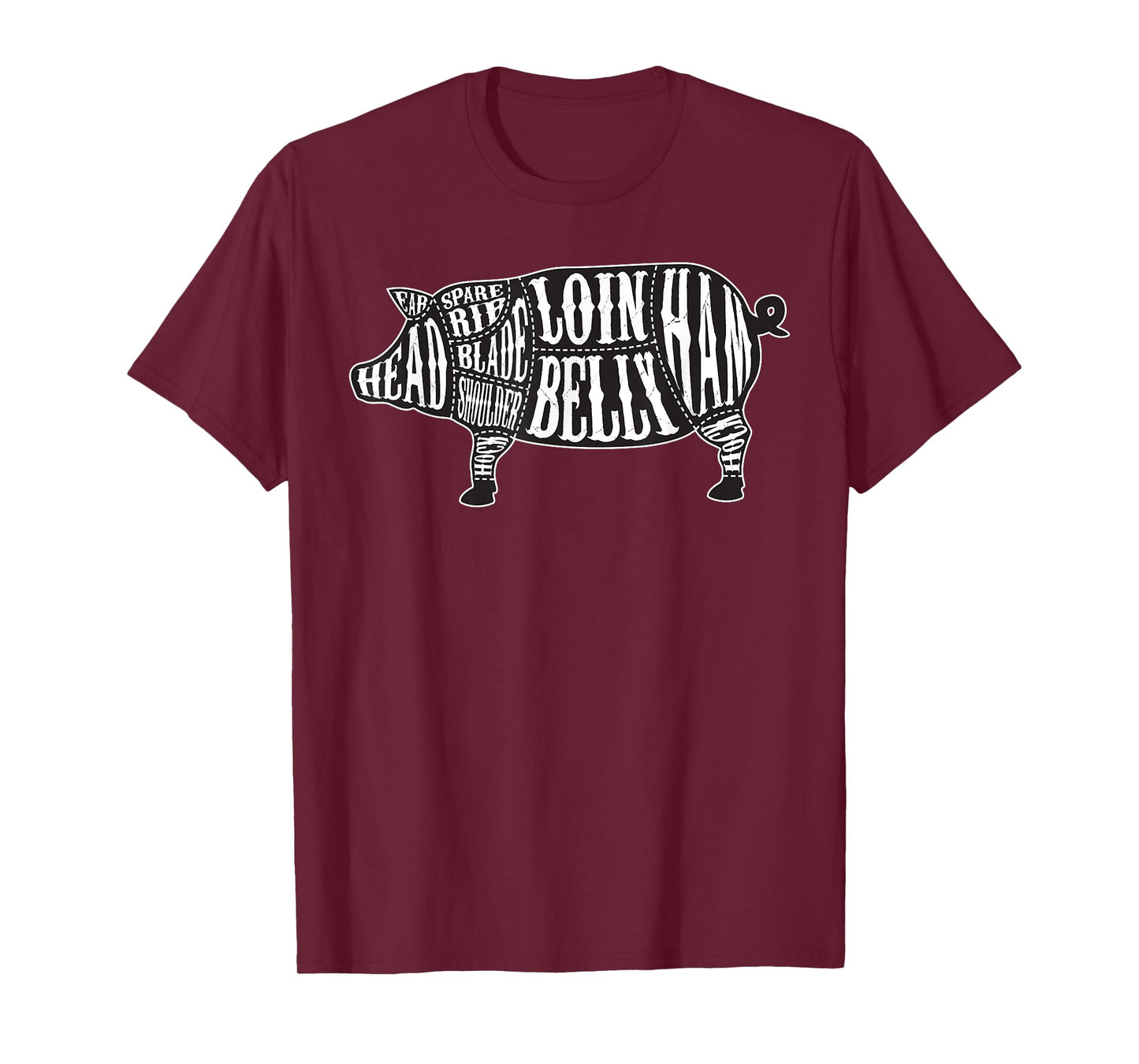Country Butcher Cut Chart Pork Meat T-Shirt - Large Graphic T-Shirt