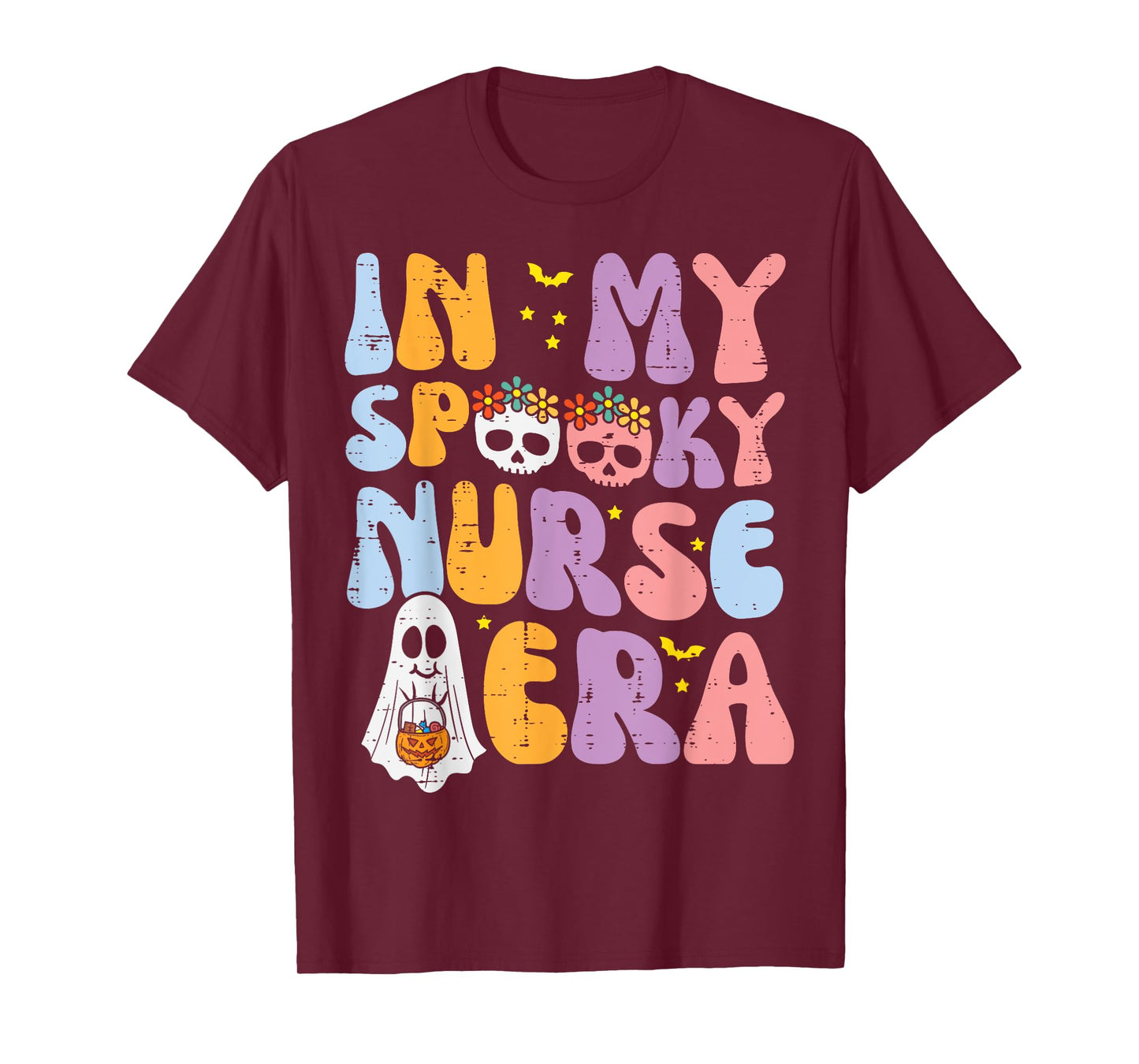 Halloween My Spooky Nurse Era Costume Groovy Scrub Top Women T-Shirt